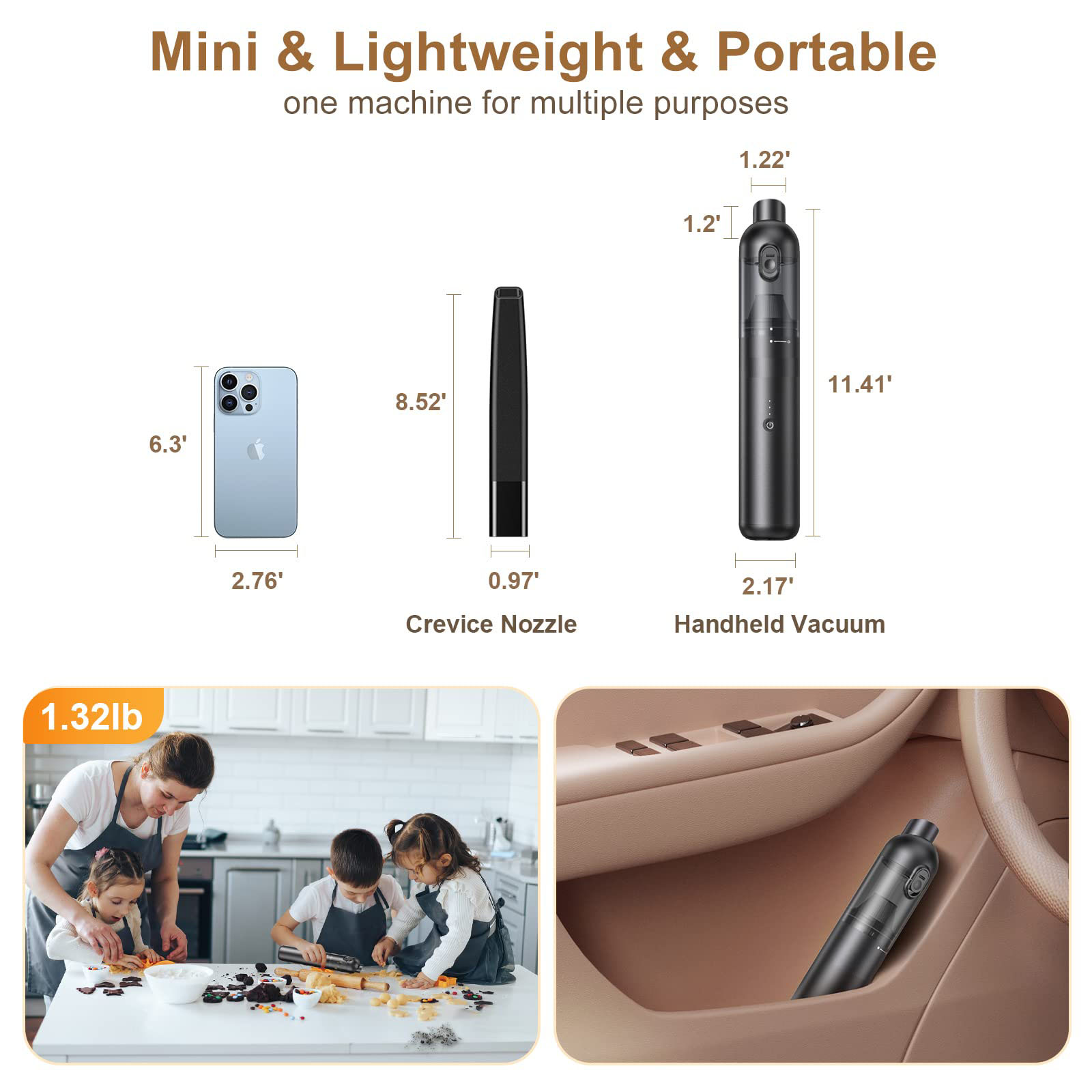 Car Vacuum Cordless, 16Kpa Powerful Wireless Handheld Vacuum, Portable Mini Hand Vac With Blower For Car - Image 6