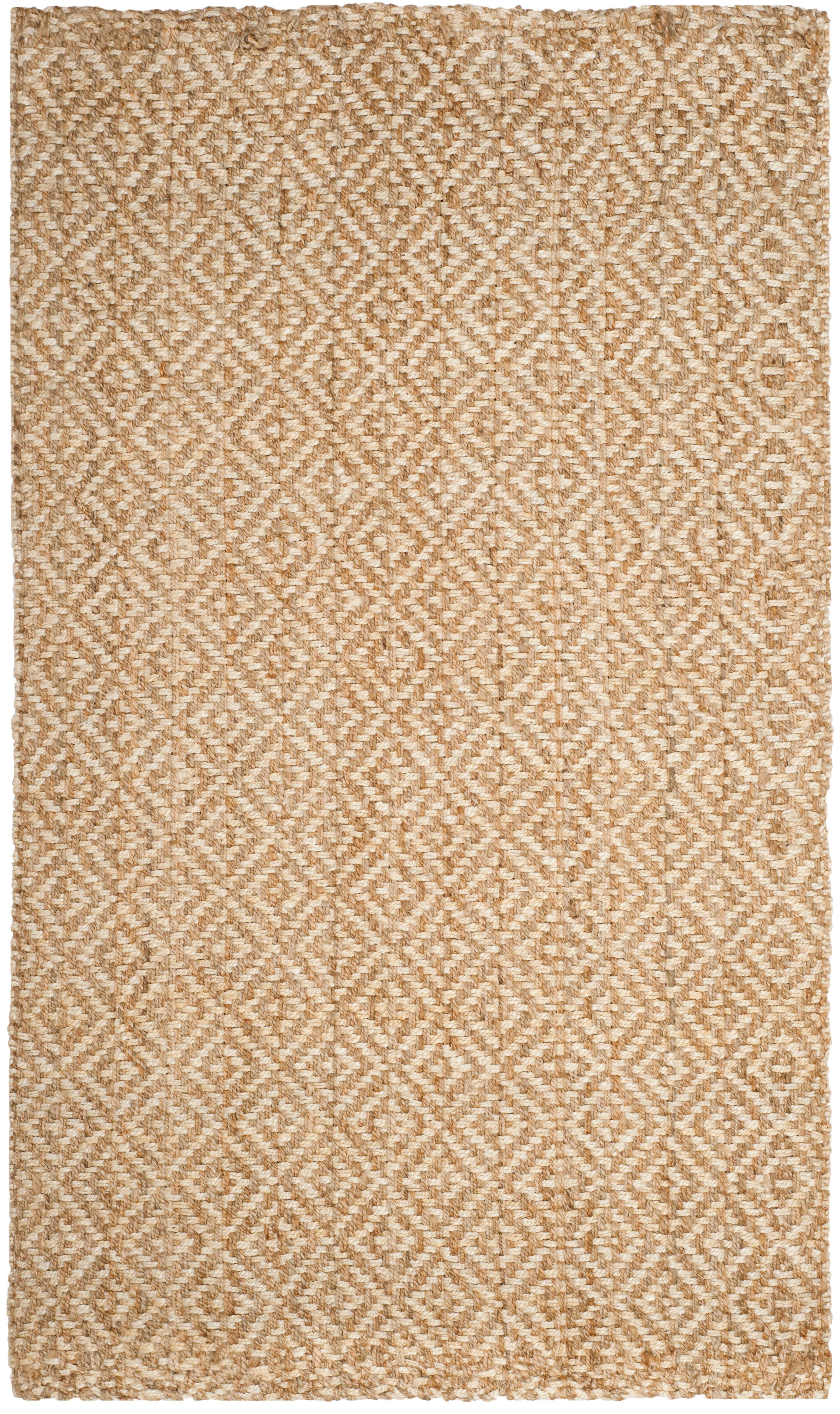 SAFAVIEH Natural Fiber Tashi Geometric Diamond Braided Jute Area Rug, Ivory/Natural, 5'x8' - Image 2