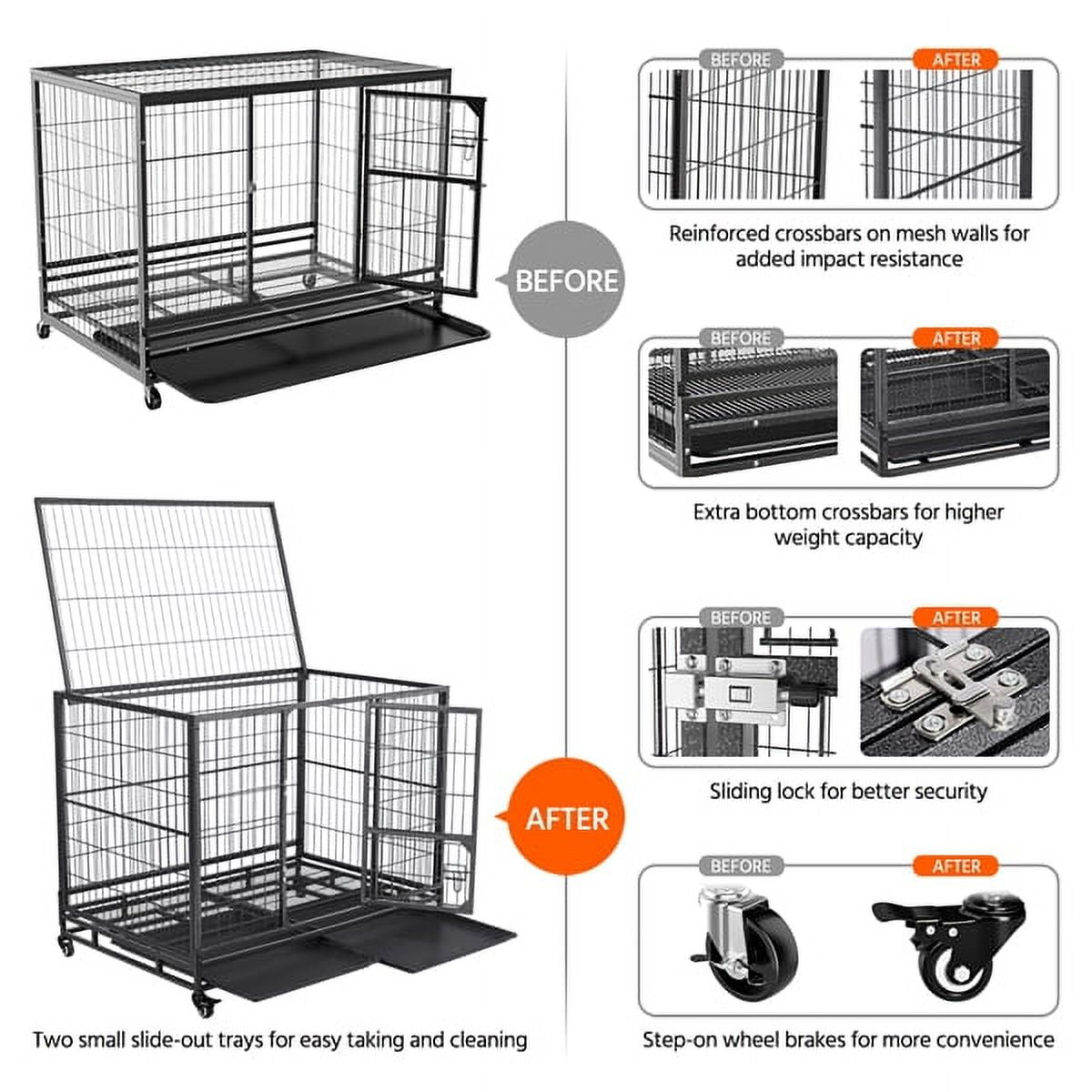 Heavy Duty Collapsible Dog Kennel and Crate Pet Playpen Indoor Outdoor Black - Image 10