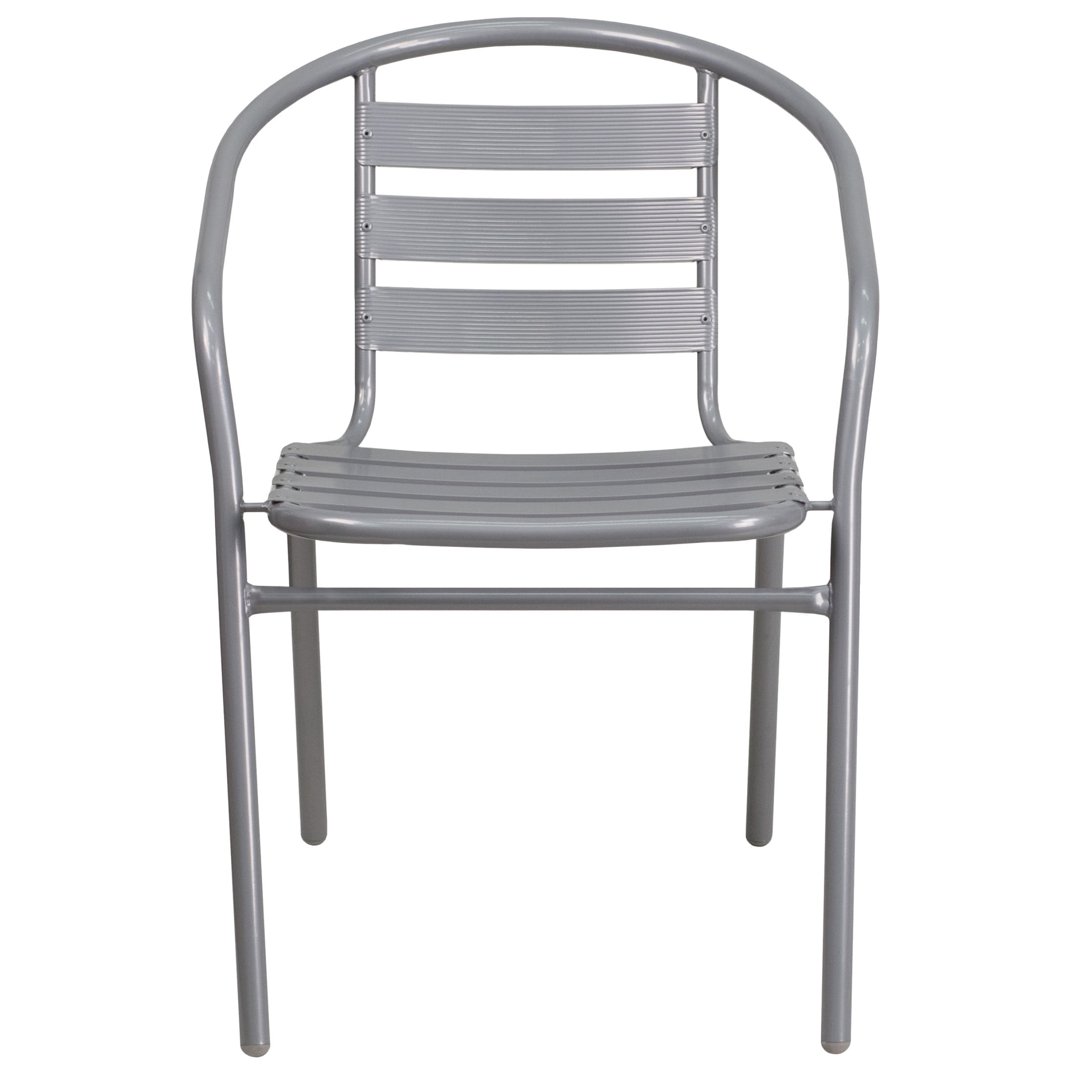 Flash Furniture Lila Silver Metal Restaurant Stack Chair with Aluminum Slats - Image 2
