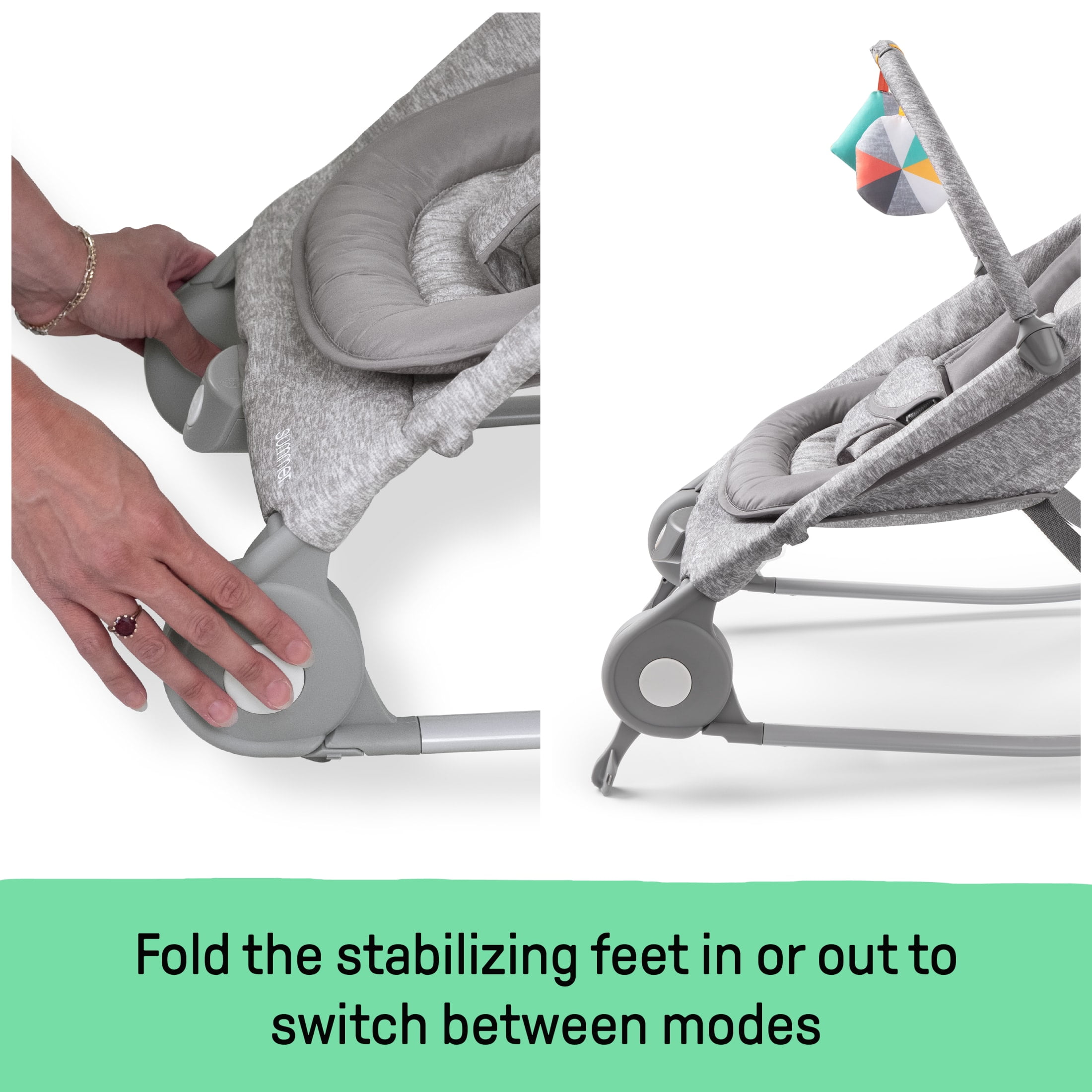 Summer by Ingenuity 2-in-1 Baby Bouncer & Rocker Duo for Infants, Light Gray Tweed - Image 2