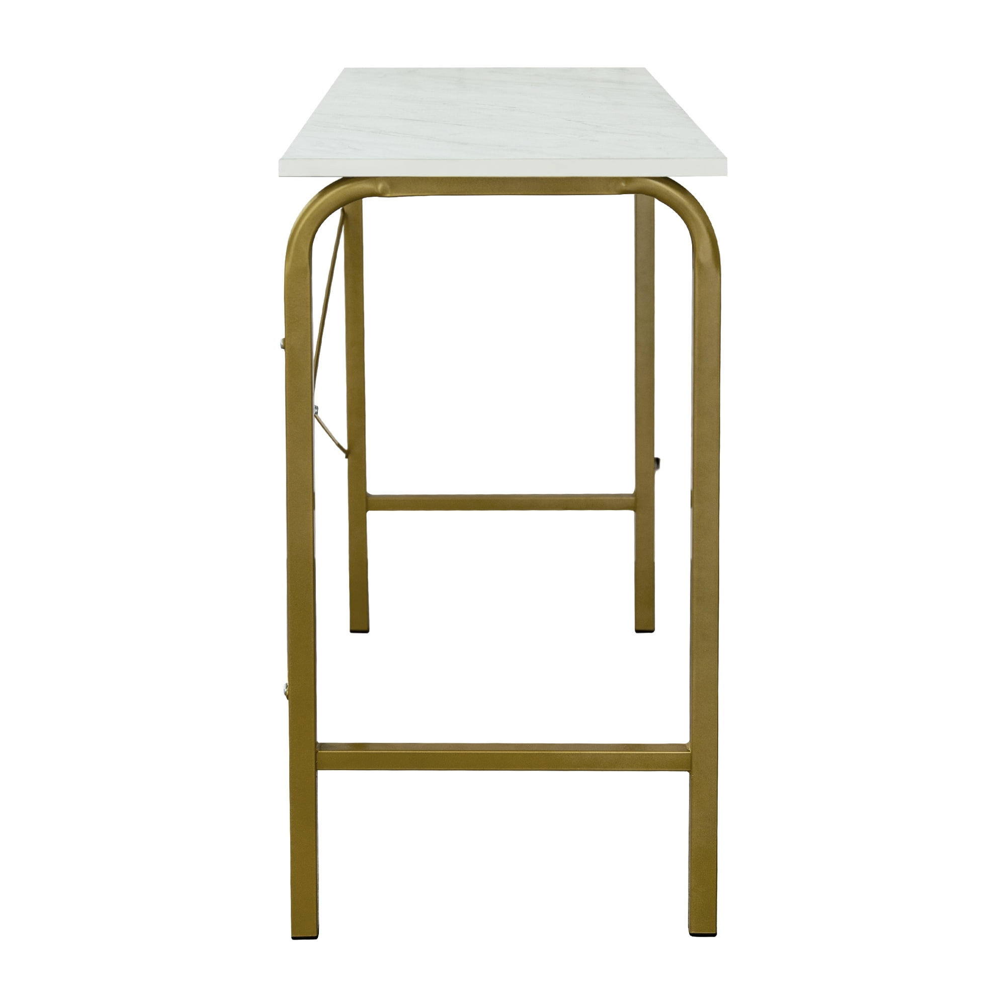 Teamson Home 40" Bella Home Office Desk with Faux Marble Top and Brass Frame, Faux Marble/Brass - Image 8