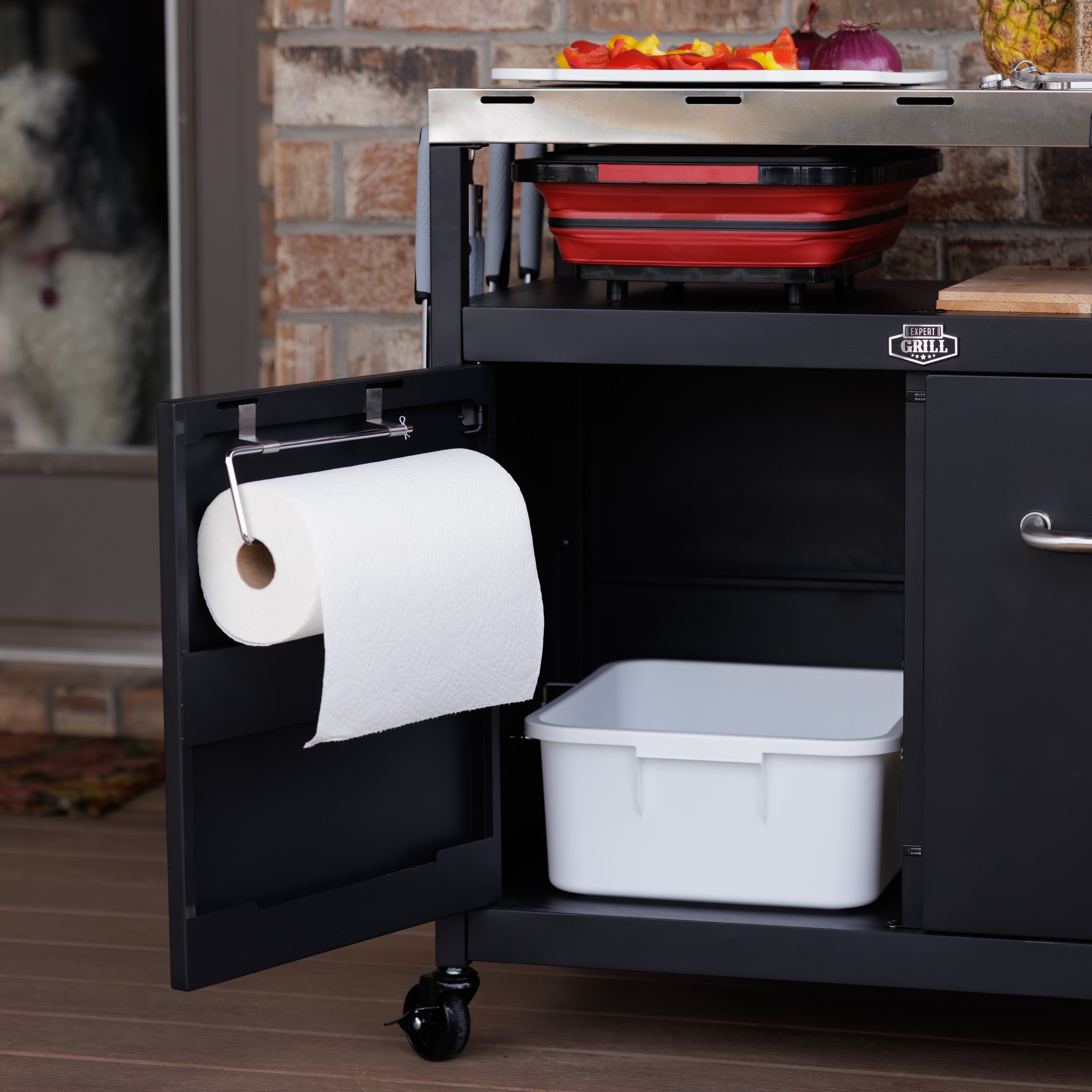 Expert Grill Outdoor BBQ Prep Cart with Wheels, Stainless Steel Top & Storage Shelves - Image 24