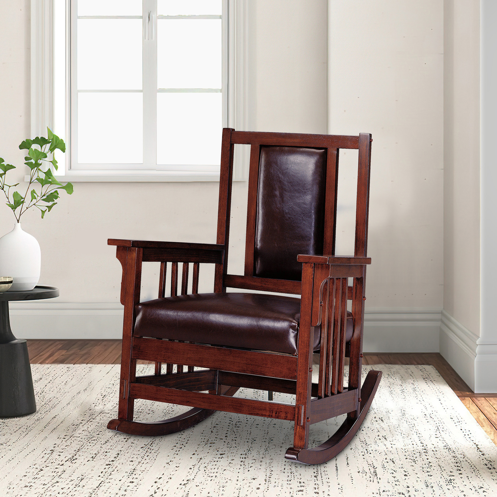 Ida Upholstered Rocking Chair Tobacco and Dark Brown - Image 2