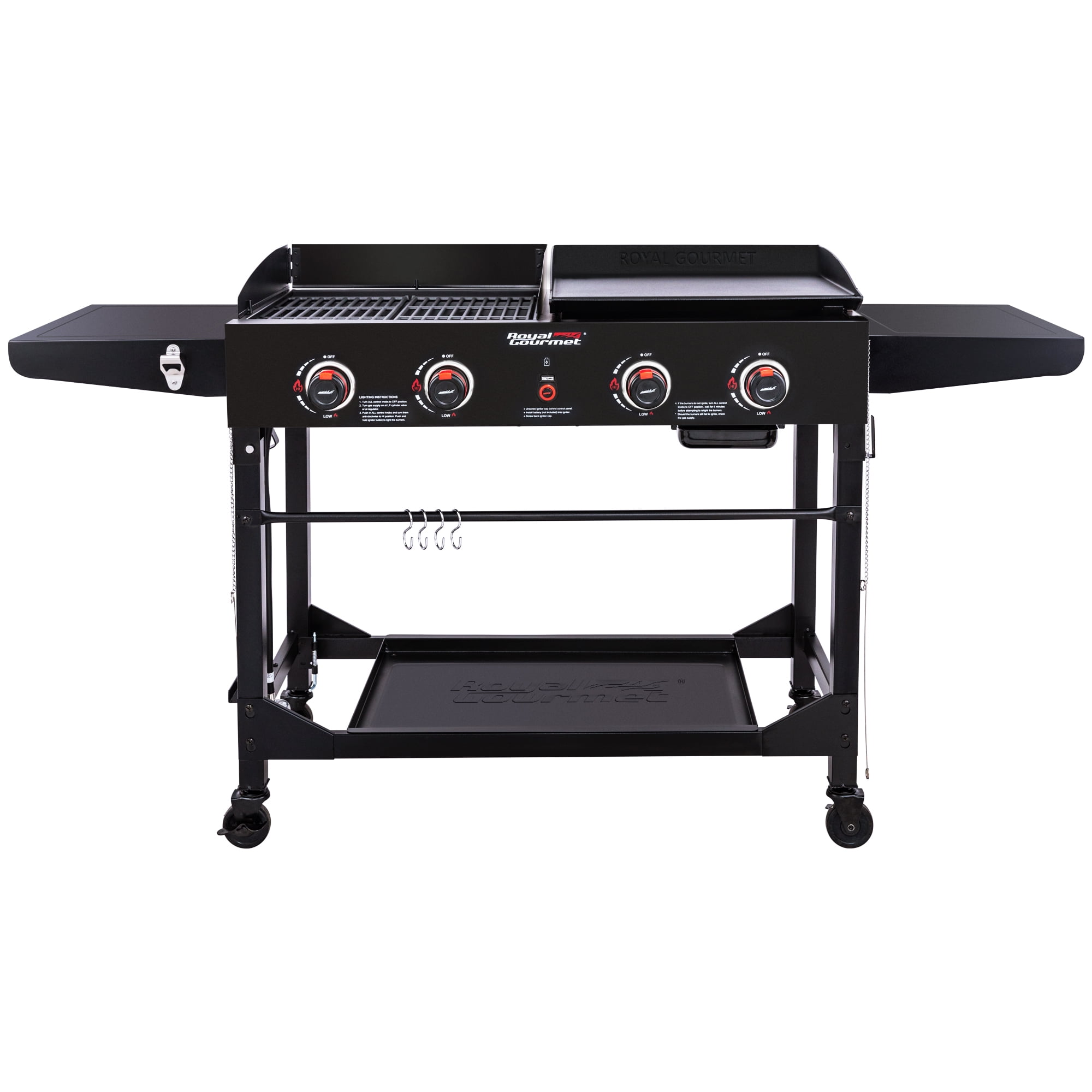Royal Gourmet 4-Burner GD402 Portable Flat Top Gas Grill and Griddle Combo with Folding Legs, 48,000 BTU, Black - Image 10