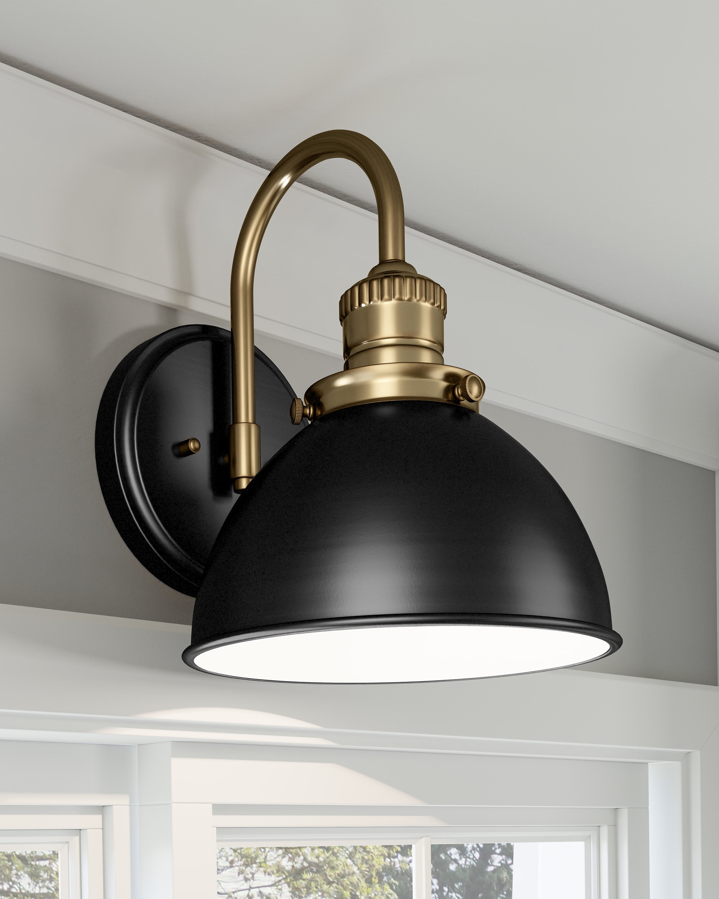 Design House Savannah Farmhouse 1-Light Indoor Dimmable Wall Light, Matte Black/Satin Gold - Image 2