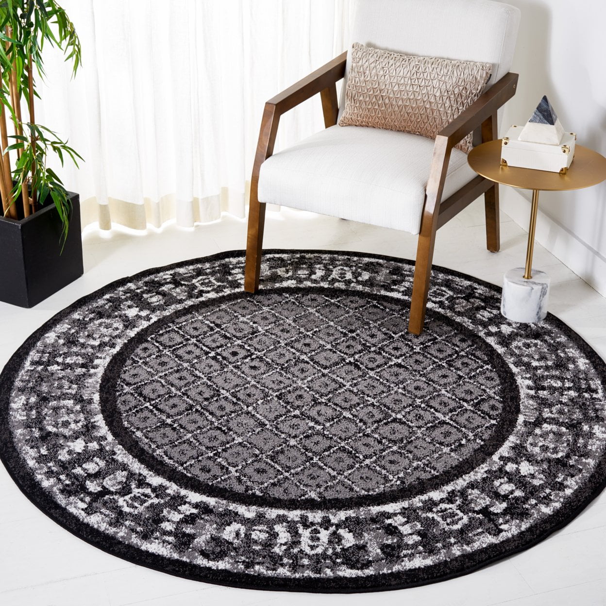 SAFAVIEH Adirondack Royston Traditional Area Rug, Black/Silver, 9' x 12' - Image 6