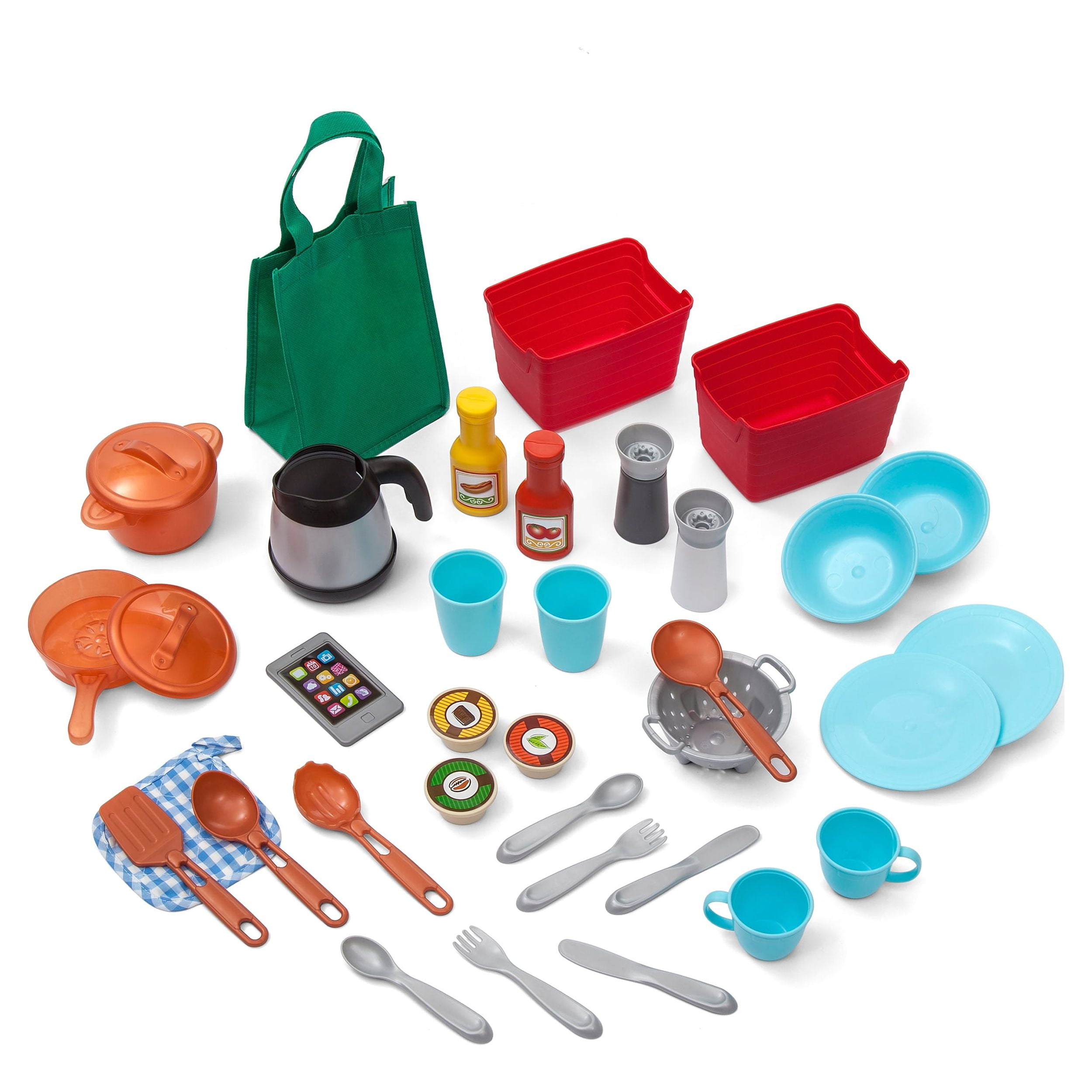 Step2 Great Gourmet Tan and White Plastic Kid Kitchen Playset includes 35 Piece Toy Kitchen Playset - Image 2