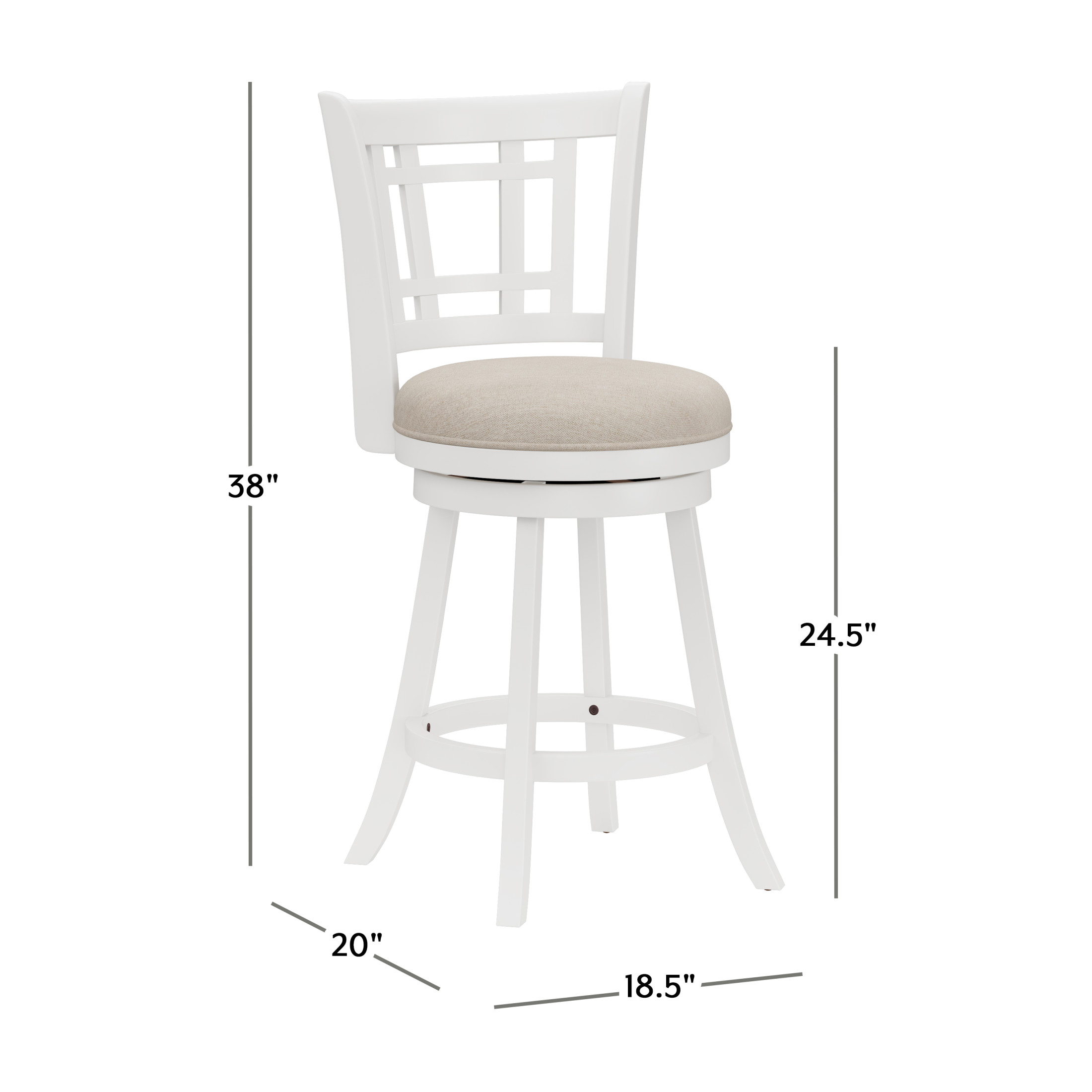Hillsdale Furniture Fairfox Wood Counter Height Swivel Stool, White - Image 6
