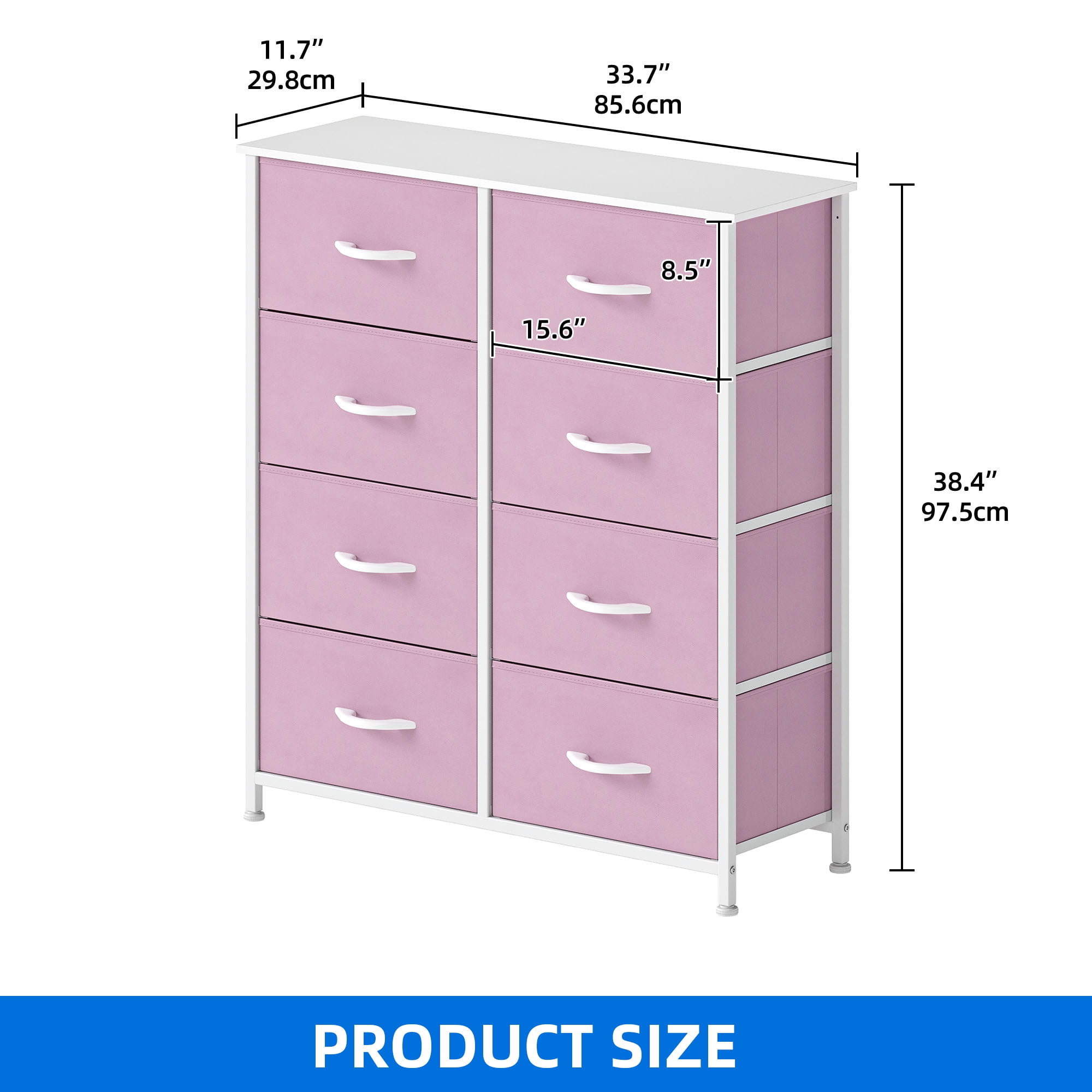 DEXTRUS 8-Drawer Fabric Dresser for Adults, Pink Storage Organizer for Bedroom, Closet & Living Room - Image 7