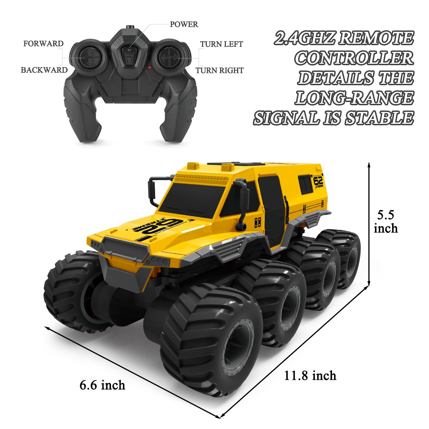 Fisca Amphibious Remote Control Car, 8 Wheel Drive RC Cars for Boys Age 8-12, 1:12 Offroad Waterproof RC Trucks, 2.4G All Terrain RC Drift Cars for Adults - Image 6