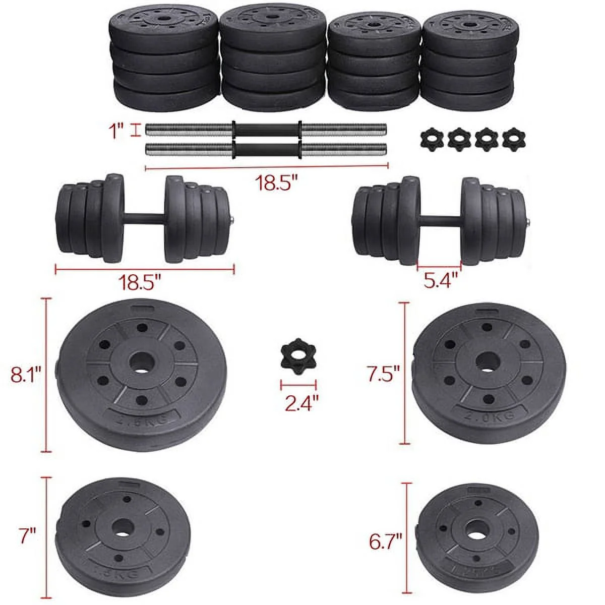 Alden Design 66 lb. Adjustable Dumbbells for Weight Training, Black - Image 2