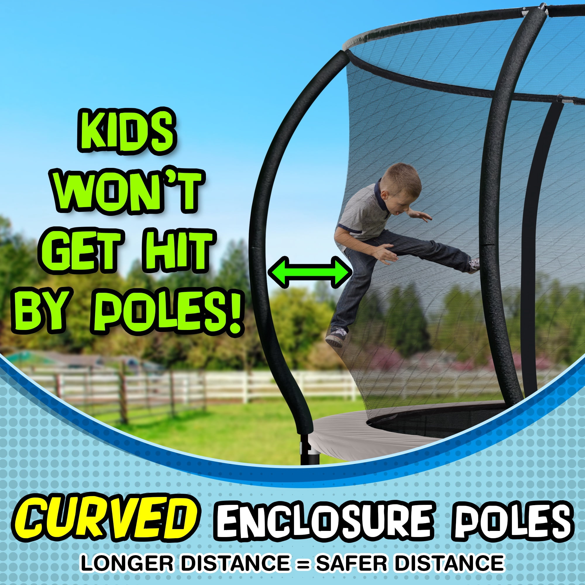 Sportspower TruJump PRO Trampoline 12FT with Curved Pole Enclosure & Jump Mat with Lifetime Warranty, AST - Image 13