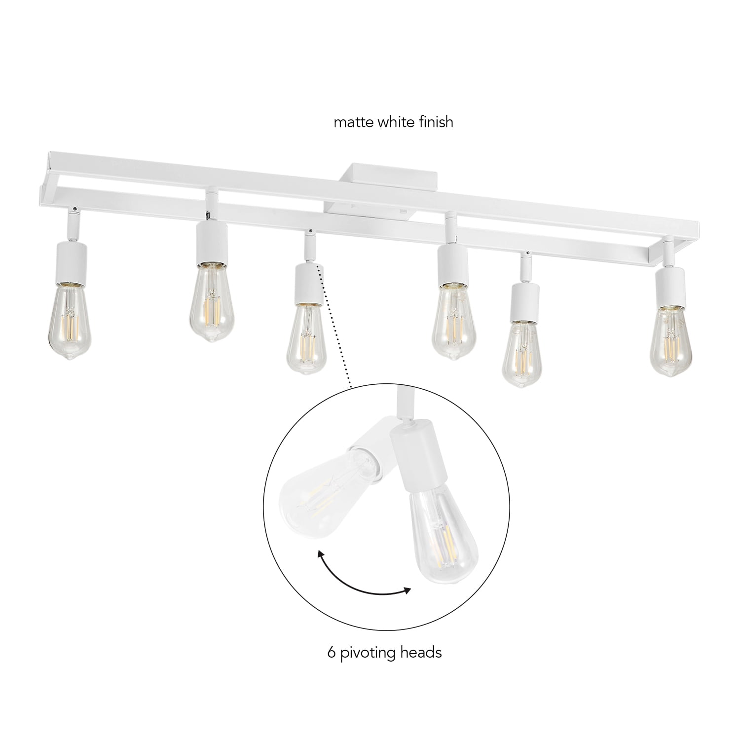 Globe Electric Farmhouse Style 36" 6-Light Matte White Track Light Pivoting Track Heads - Image 8