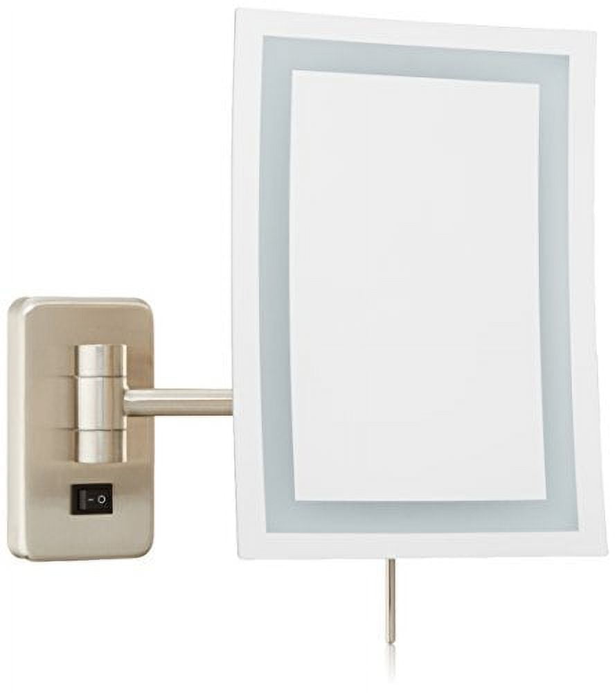 Jerdon Rectangular 6.5-Inch x 9-Inch Wall Mount Makeup Mirror - 5X Magnification - Nickel Finish, Direct Wire - Model JRT710NLD - Image 5