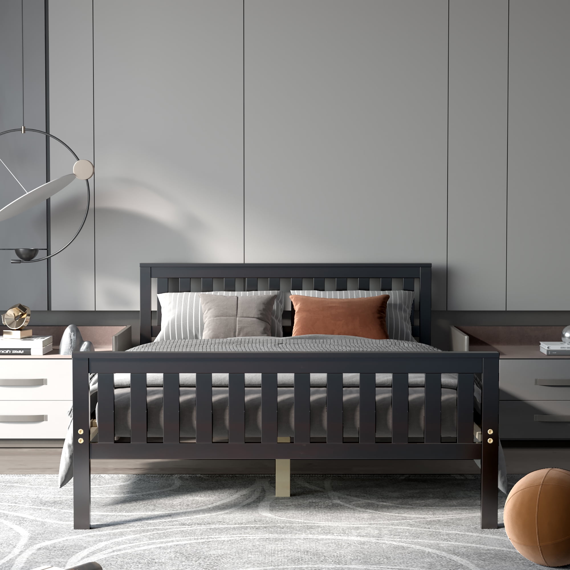 Costway Full Wood Platform Bed with Headboard and Footboard Mattress Foundation - Image 11