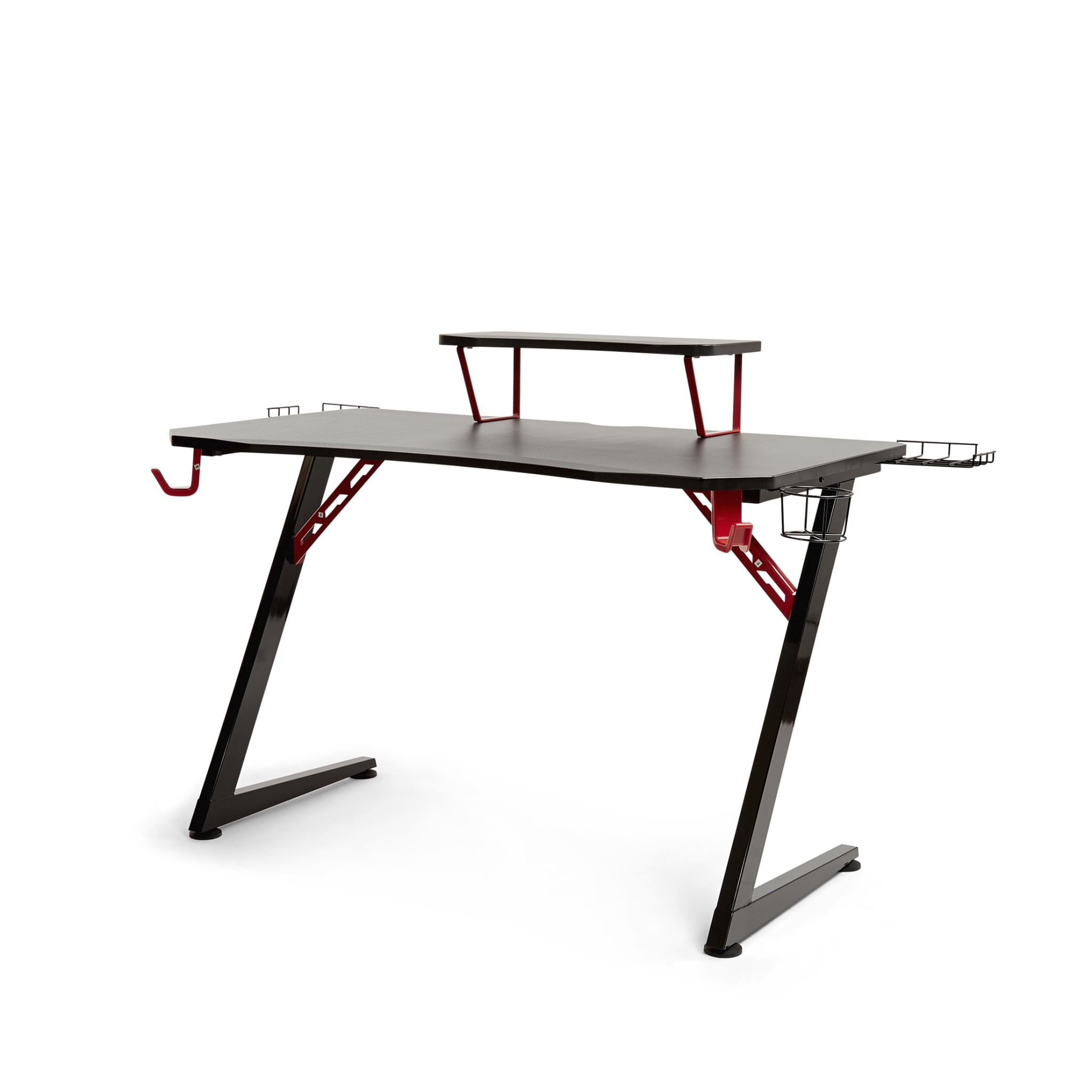 Seville Classics airLIFT Computer Writing Study Desk, Black and Red, 47" Carbon Fiber Z Frame - Image 13