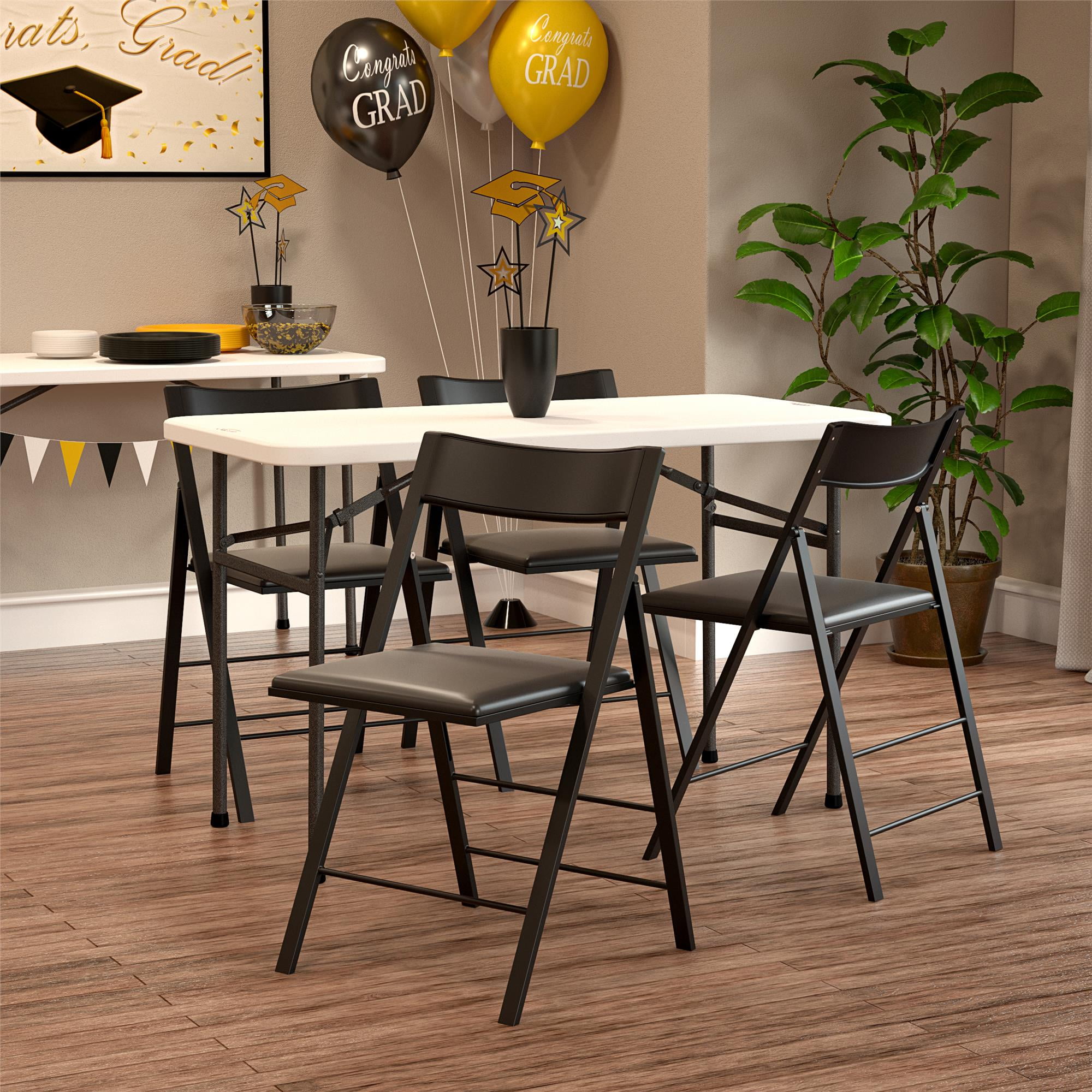 COSCO Modern Folding Chairs with Vinyl Seats, 2-Pack, Black - Image 3