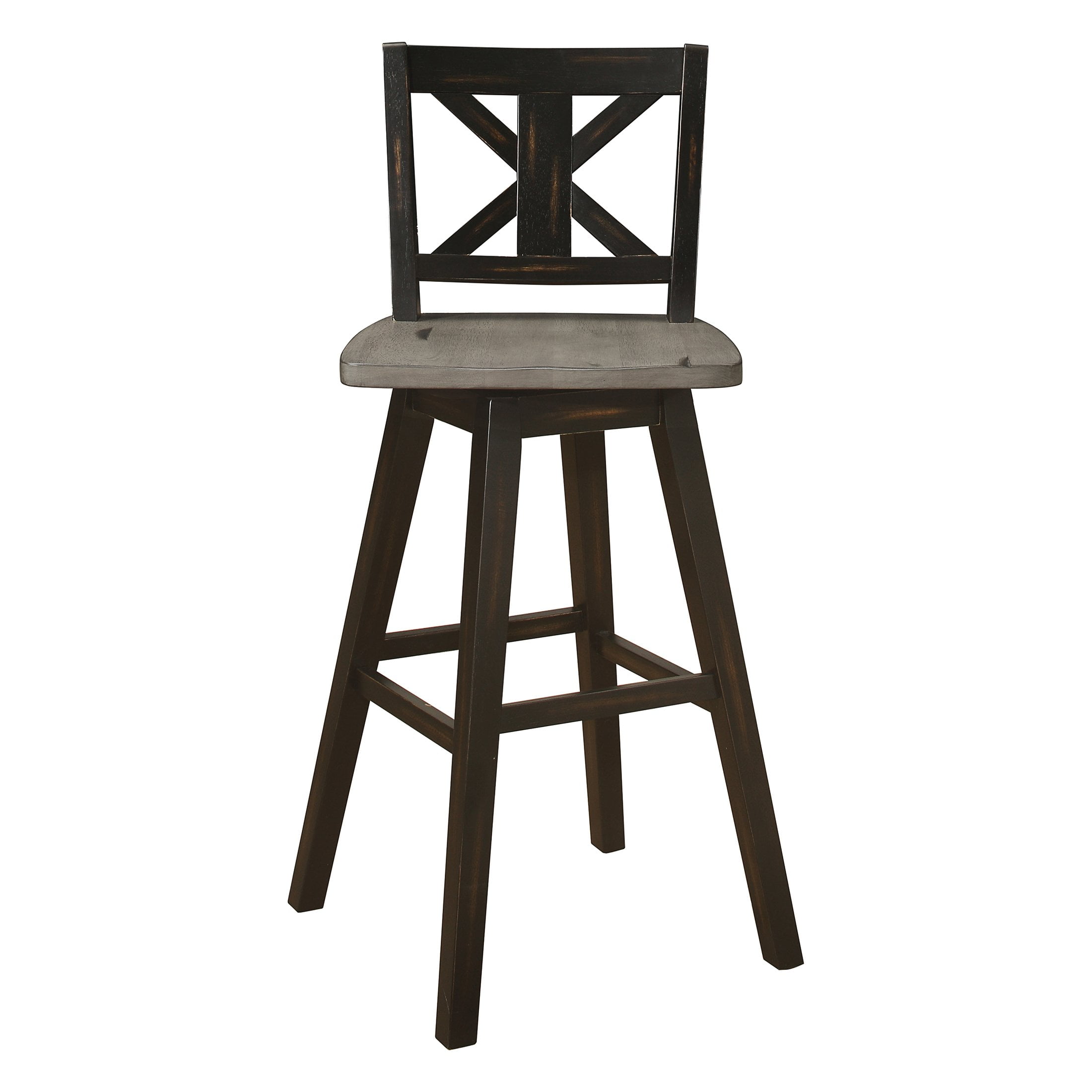 OakvillePark Roscoe Swivel Pub Height Barstool (Set of 2), Black/Gray - Image 7