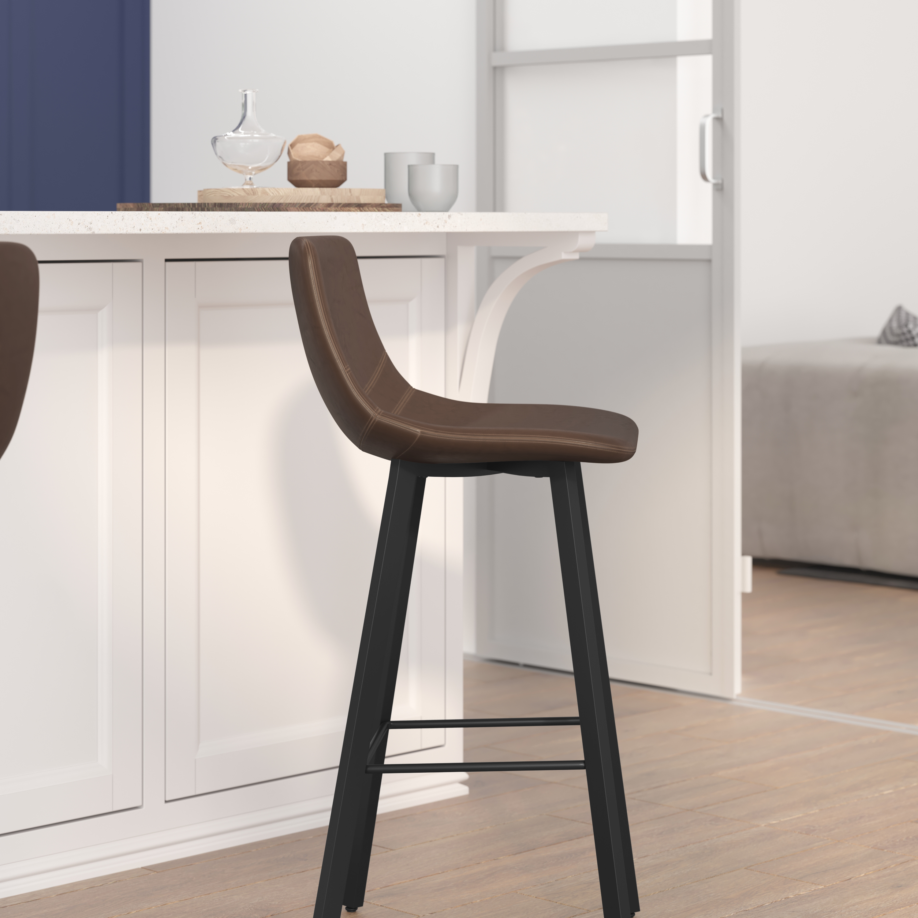 Flash Furniture Caleb Collection LeatherSoft Barstool, Chocolate Brown/Black - Image 4