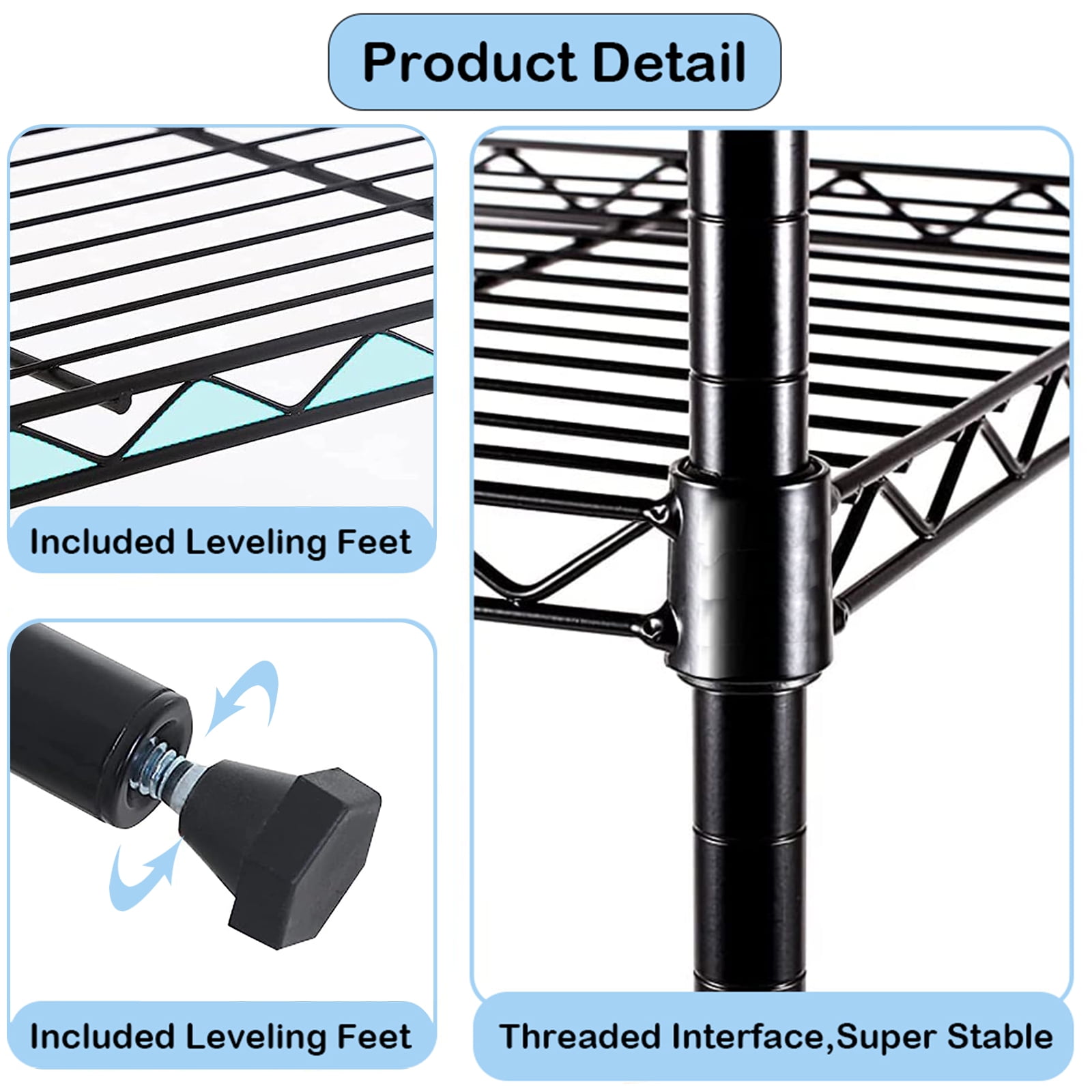 SUGIFT 4 Shelf Wire Shelving, Adjustable Storage Shelf Metal Storage Rack Wire Shelving Unit 1000Lbs Capacity 36" L x 14" W x 54" H - Image 5