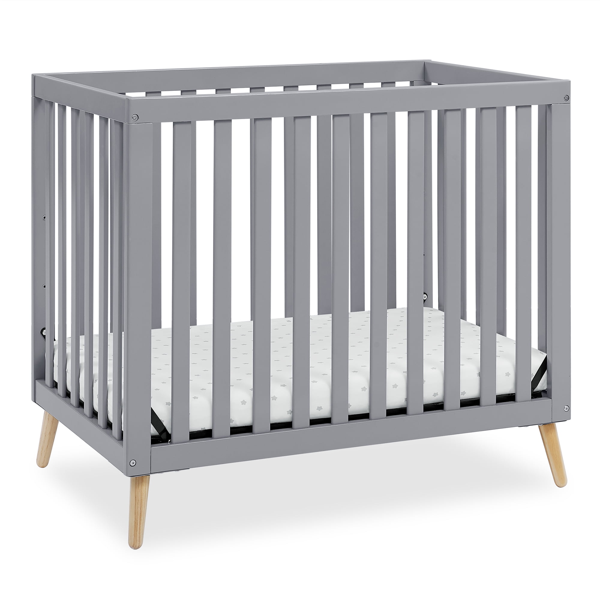 Delta Children Essex Convertible Mini Baby Crib with 2.75-Inch Mattress, Grey w/Natural - Image 10