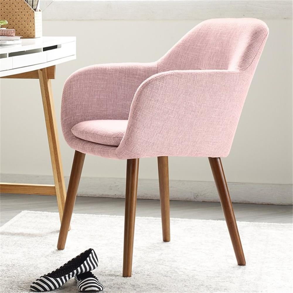 Adore Decor Roux Mid-Century Modern Fabric Accent Chair with Arms Blush Pink - Image 6
