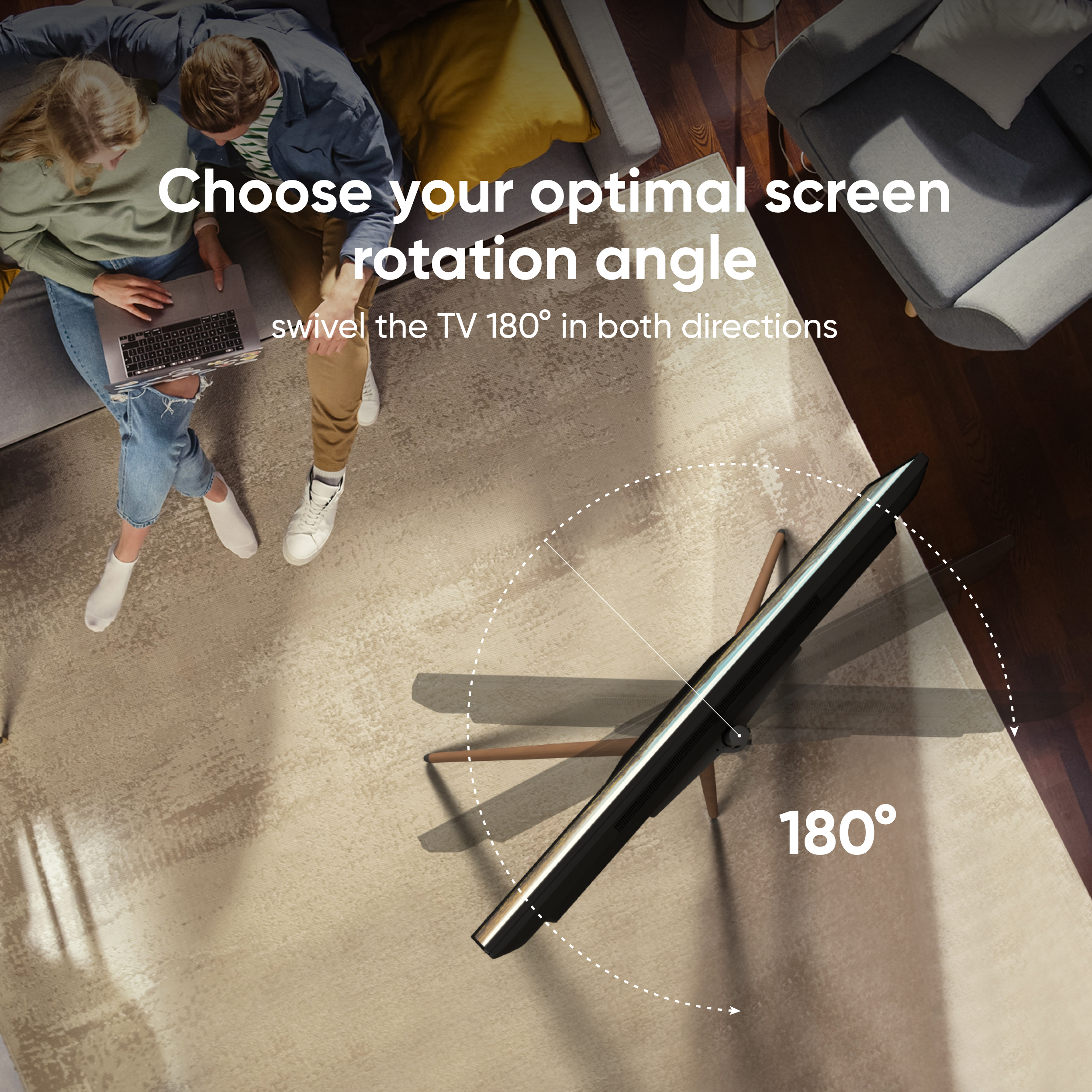 ONKRON Tripod TV Stand for 32”-65” TV up to 77 lbs, Sturdy Swiveling with max 400x400 VESA, 35” long - Image 3