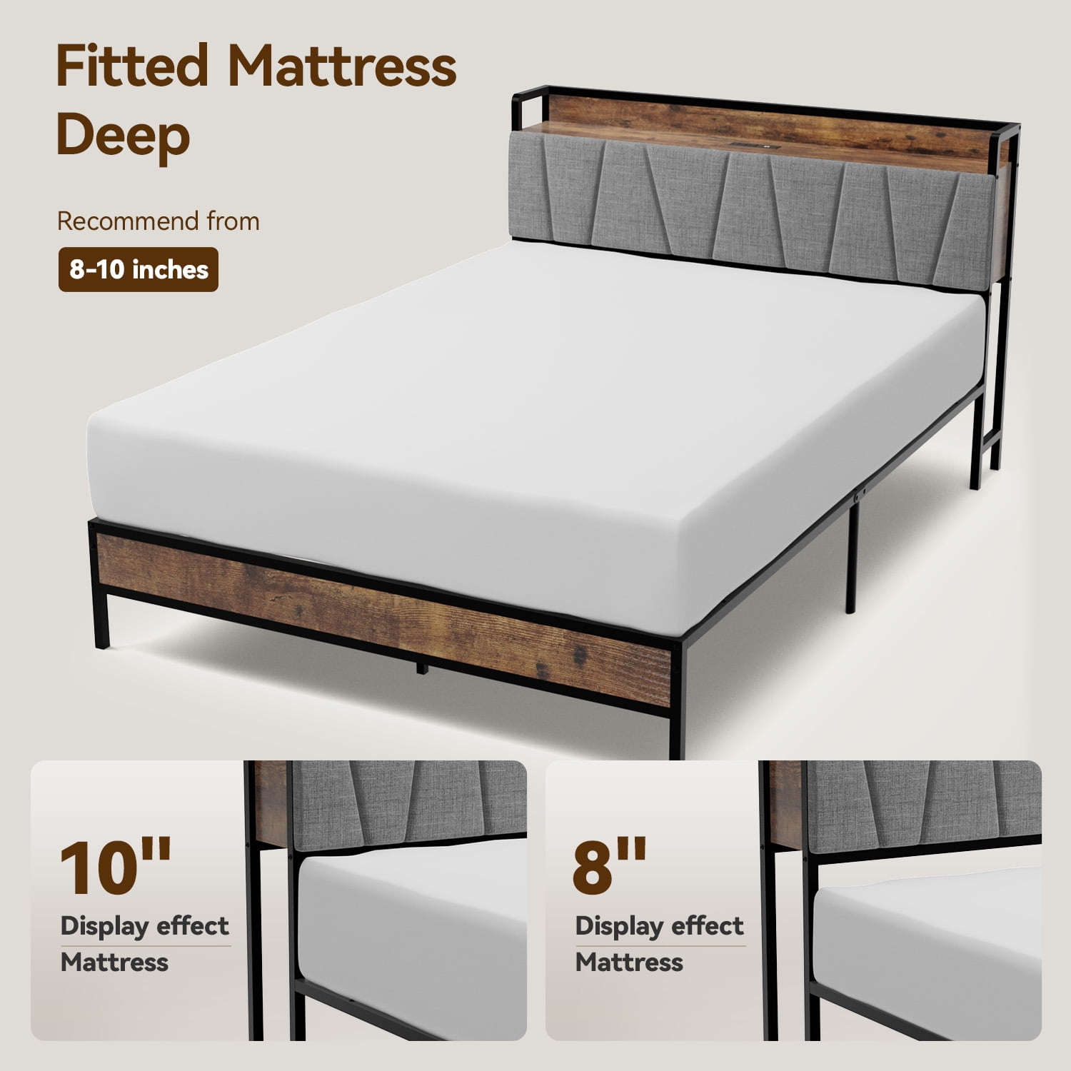 Behost Platform Beds,Queen Bed Frame with Fabric Upholstered Headboard - Image 4