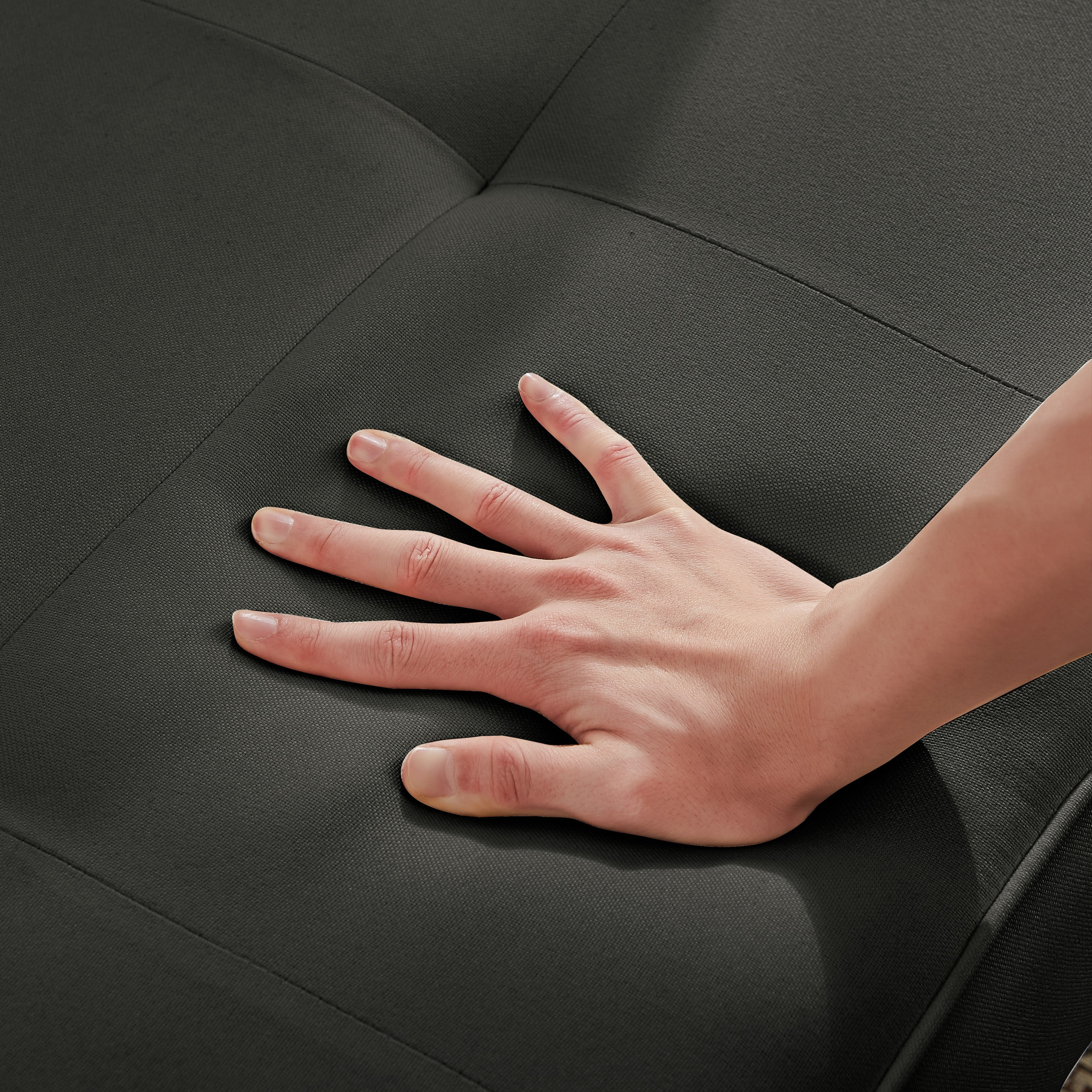 Futon Sofa Bed Convertible Couch Bed with Armrests,Modern Living Room Fabric Linen Sofa Bed,Folding Recliner Futon Couch Sleeper Set,Dark Gray - Image 5