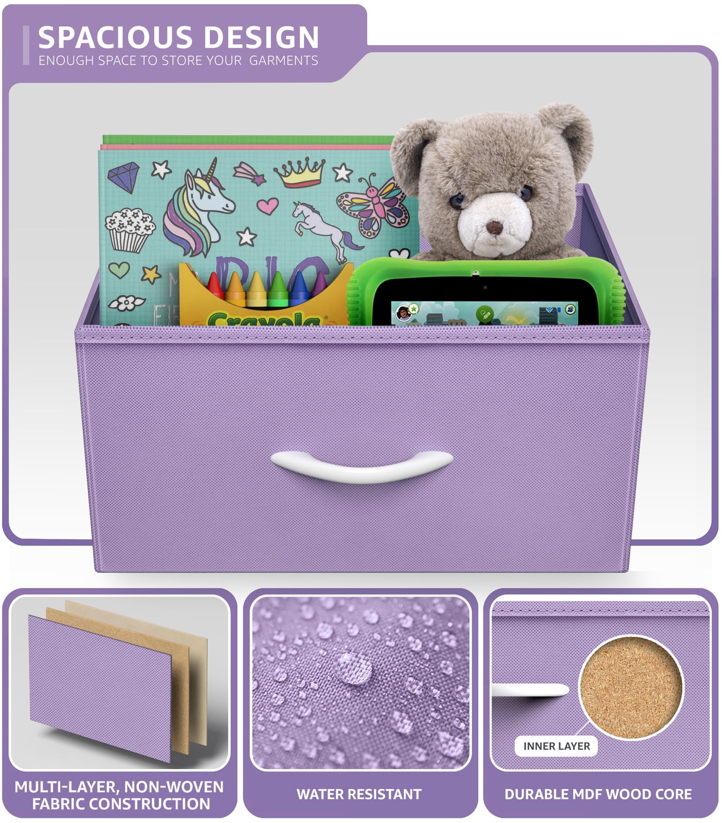 Sorbus 6 Fabric Bin Drawer Dresser - Cube Storage for Bedroom, Hallway, Office - (Pastel Purple) - Image 8