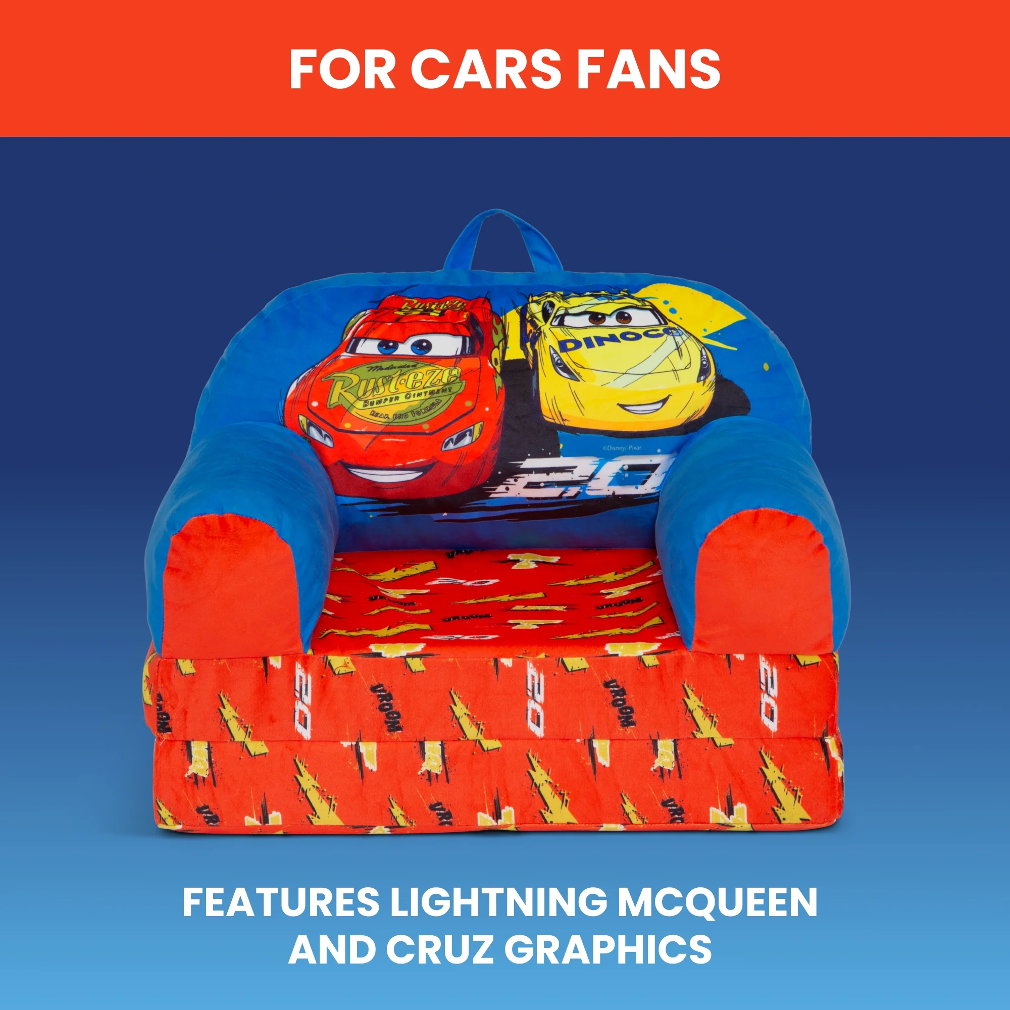 Cars Cozee Buddy Flip-Out Chair by Delta Children, Blue - Image 7