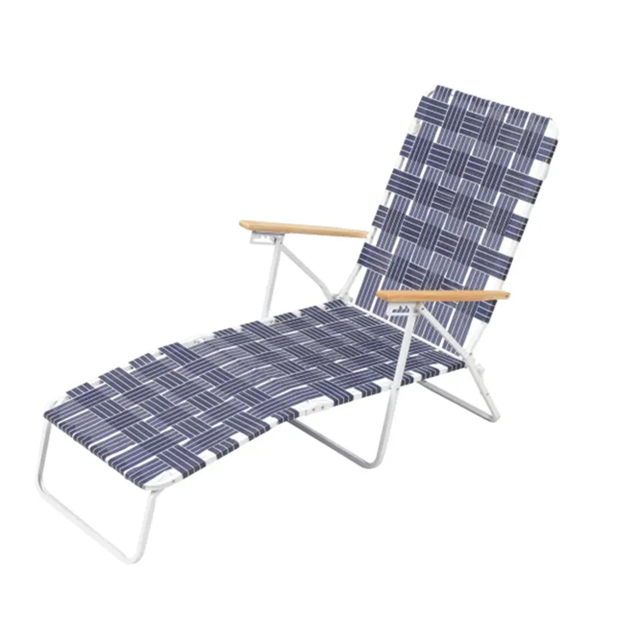 Rio Brands Web Chaise Lounge, High Back White Steel Frame & Blue Web for Pools and Beaches - Image 8