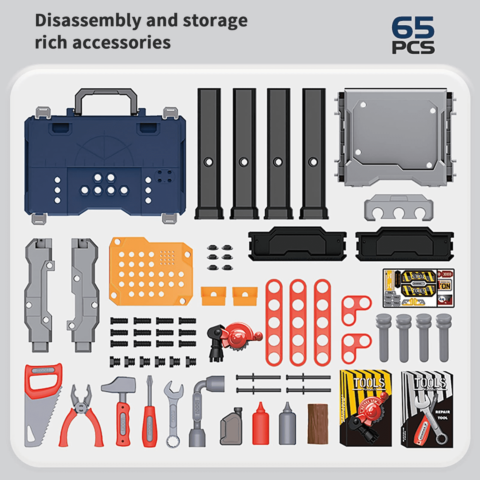 Eohemeral Kids Tool Bench with Realistic Tools and Electric Drill,Transformable Kids Tool Set,Toddler Workbench for Boys and Girls - Image 4