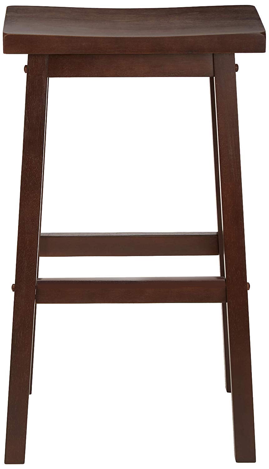 Mainstays Indoor 29" Counter Height Backless Saddle Wood Stool Set of 2 In Walnut - Image 2