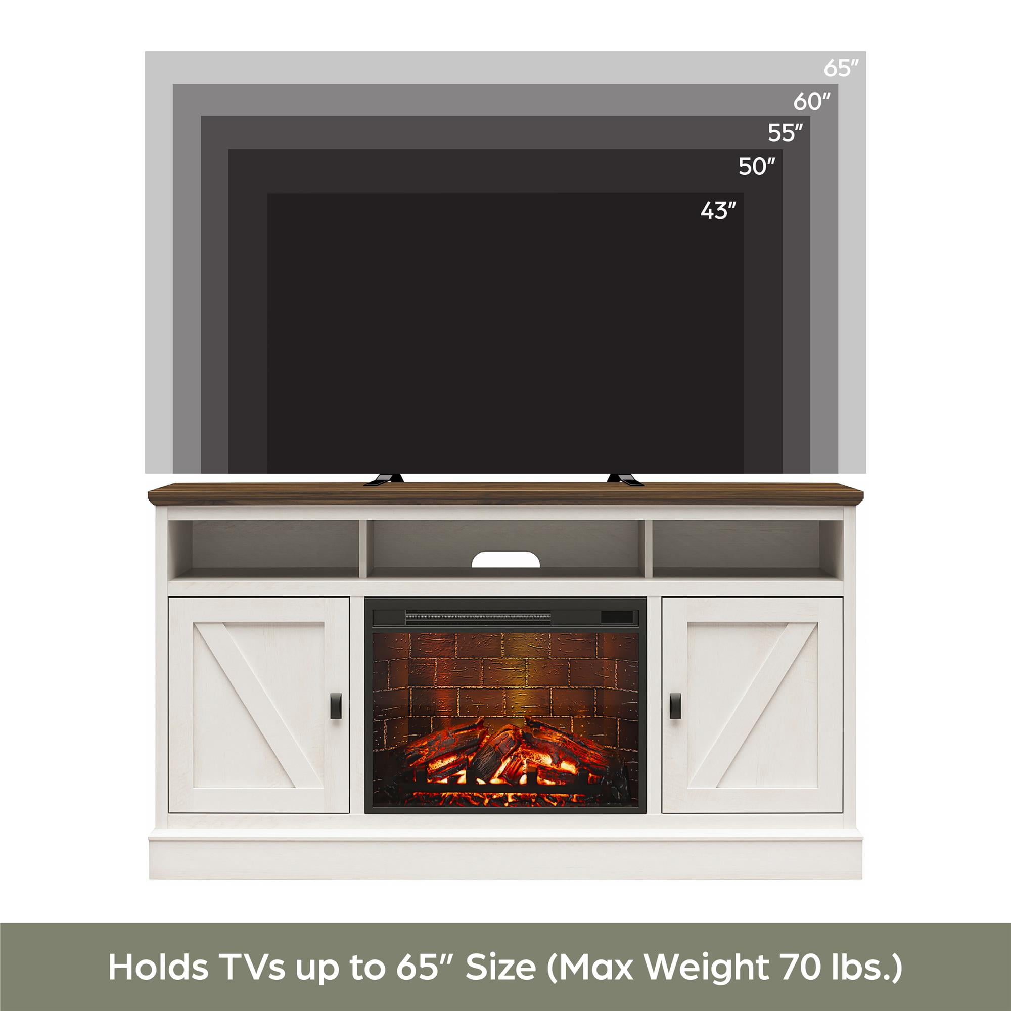 Ashton Lane Electric Fireplace TV Stand with Remote for TVs up to 65in, Magnolia Oak/Columbia Walnut - Image 7