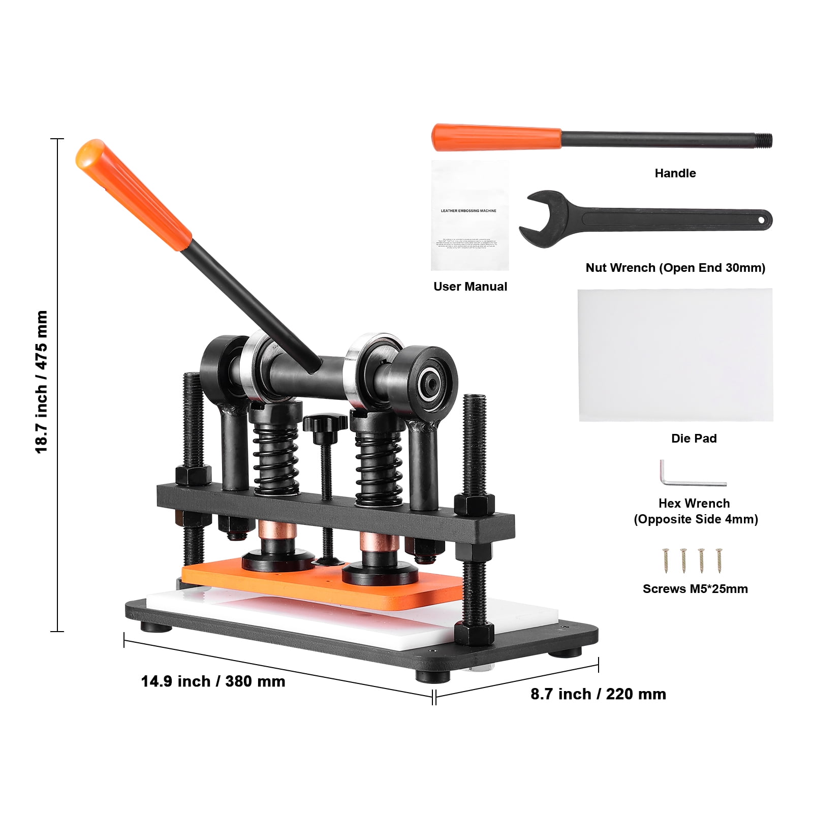 KFFKFF Leather Cutting Machine, 10.2 x 4.7 in Stamping Plate Hand-Operated Die Slicer, 0.47 in Compression Movement Twin Guide Rods Die Slice Apparatus, Leather Stamping Tool - Image 7