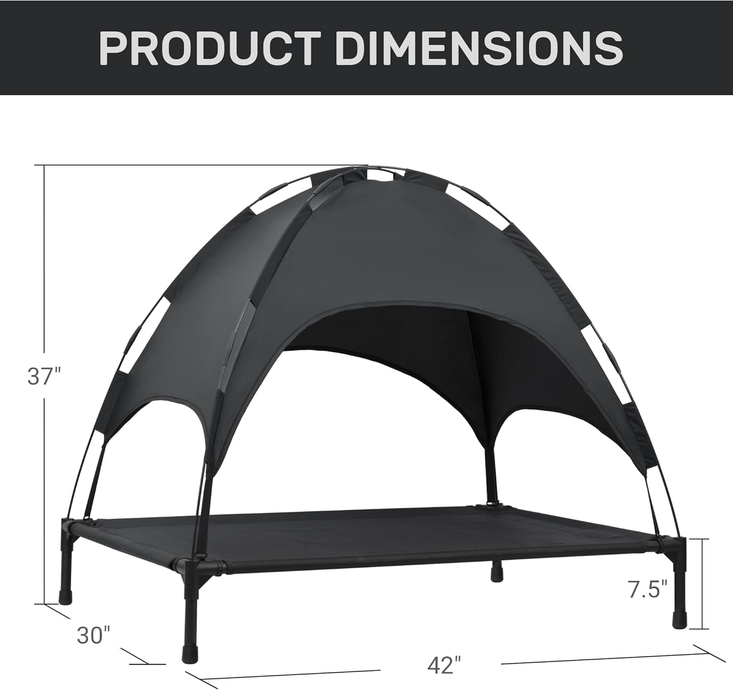 Niubya 48in Elevated Cooling Dog Bedy, Outdoor and indoor Portable Pet Cot with Removable Canopy, Black - Image 5