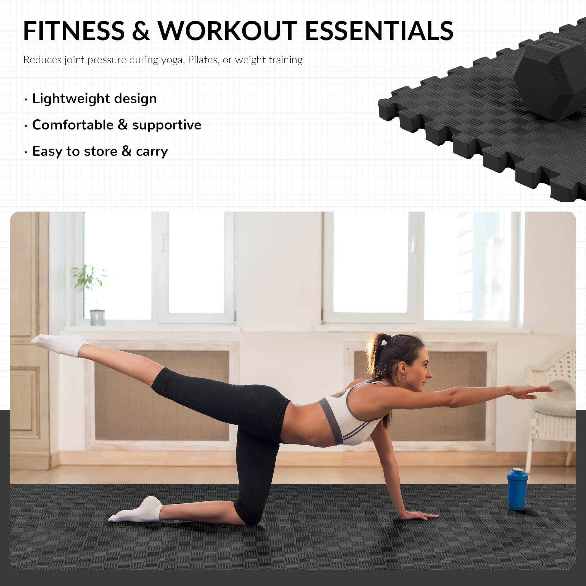 BalanceFrom EVA Foam Interlocking Floor Tiles, 63 × 63 cm, 1/2" 3/4" or 1" Thick, Anti-Slip Textured Mats in Multiple Colors, 6/12/24/36 Pack for Home Gym and Play Areas - Image 4