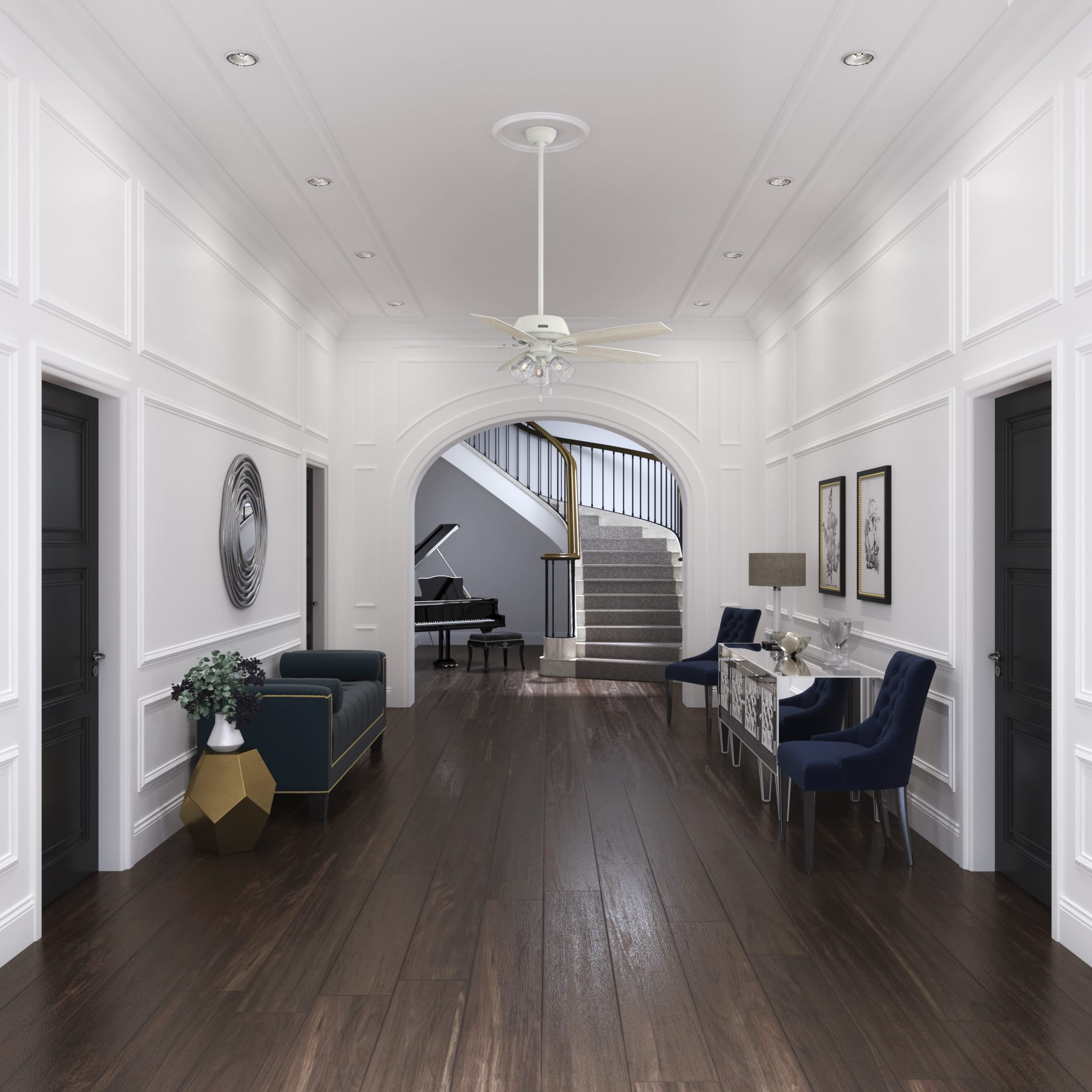 Hunter - Dondra Indoor Ceiling Fan With Light, 60-inch, Matte White, Formal-style, 3-speed WhisperWind Motor, Energy Star, 52347, for Living Rooms, Bedrooms - Image 7