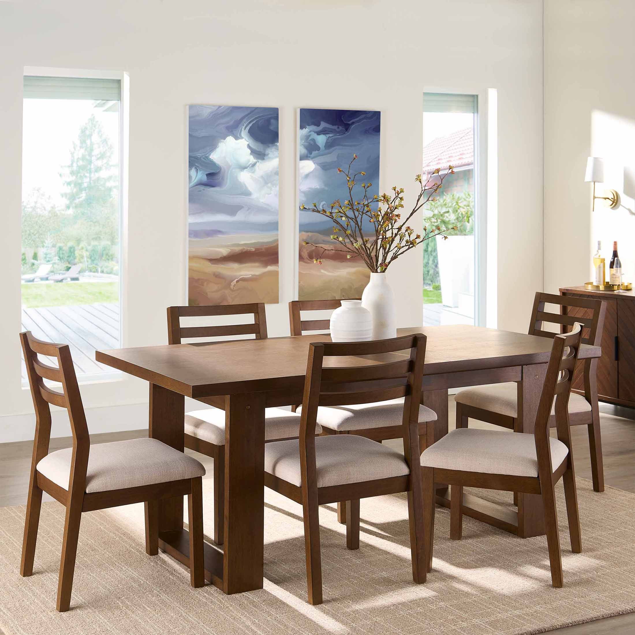 Better Homes & Gardens Ezra Collection Rectangular Double Pedestal Dining Table, 70 in, Walnut - Image 4