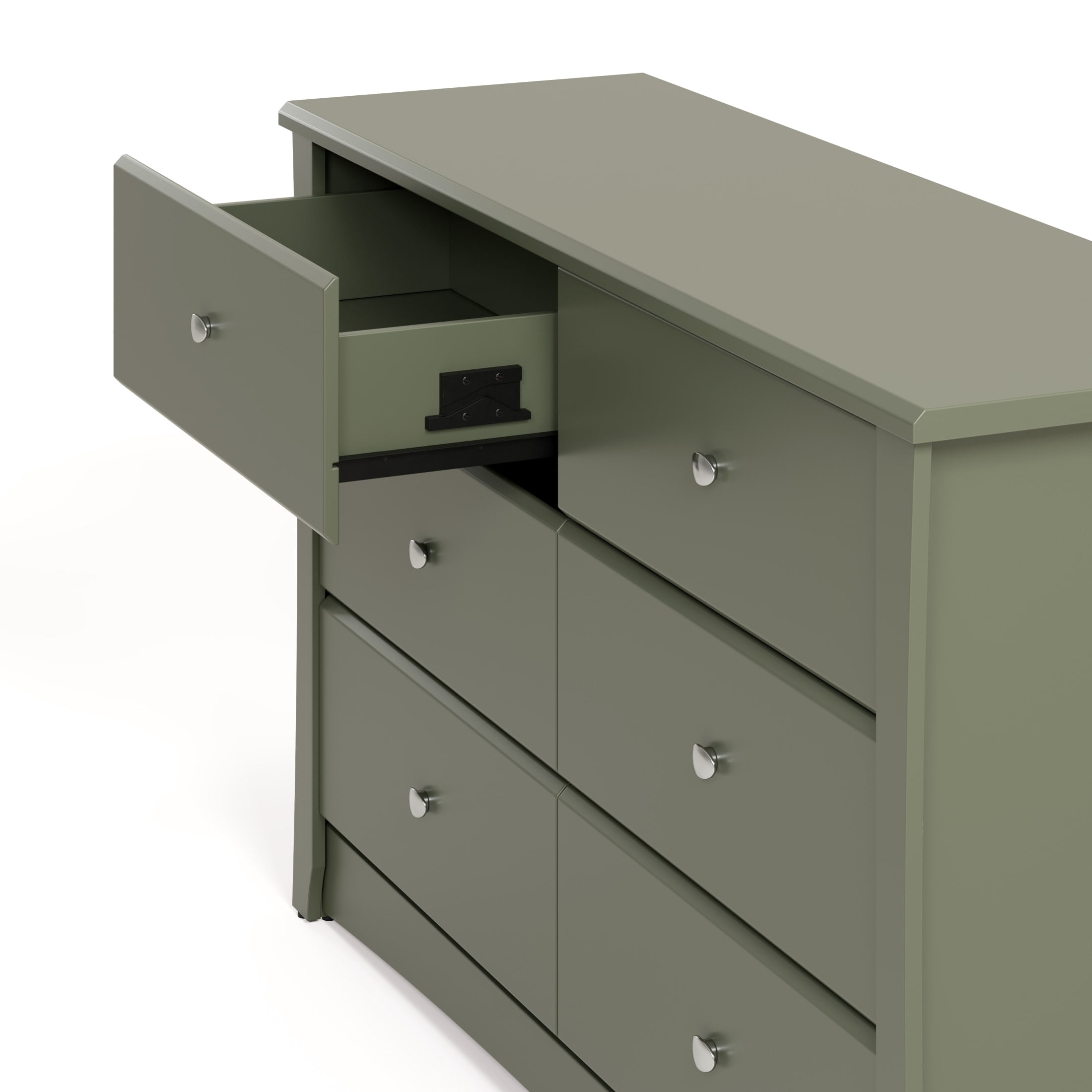 Storkcraft Crescent 6 Drawer Nursery Dresser, Olive - Image 10
