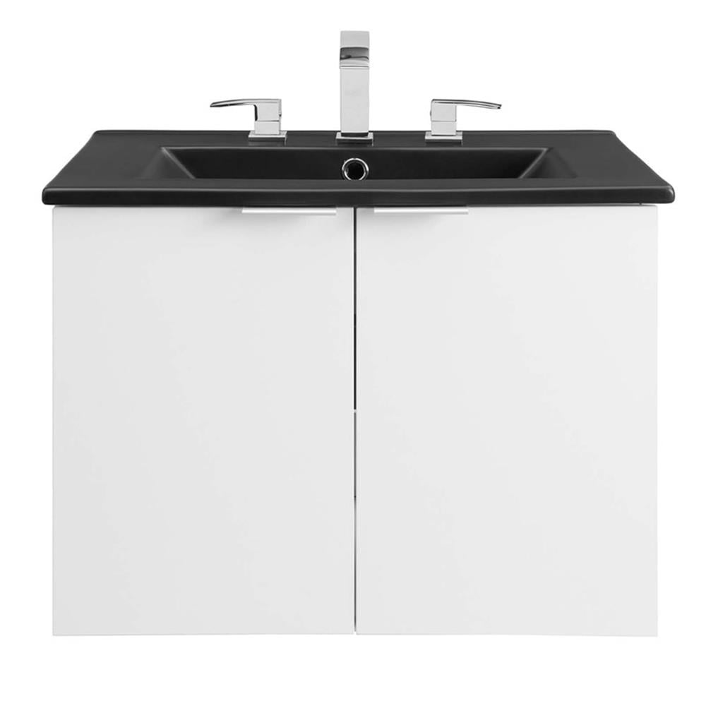 Modway Maybelle Modern Wood Wall-Mount Bathroom Vanity in White/Black - Image 2