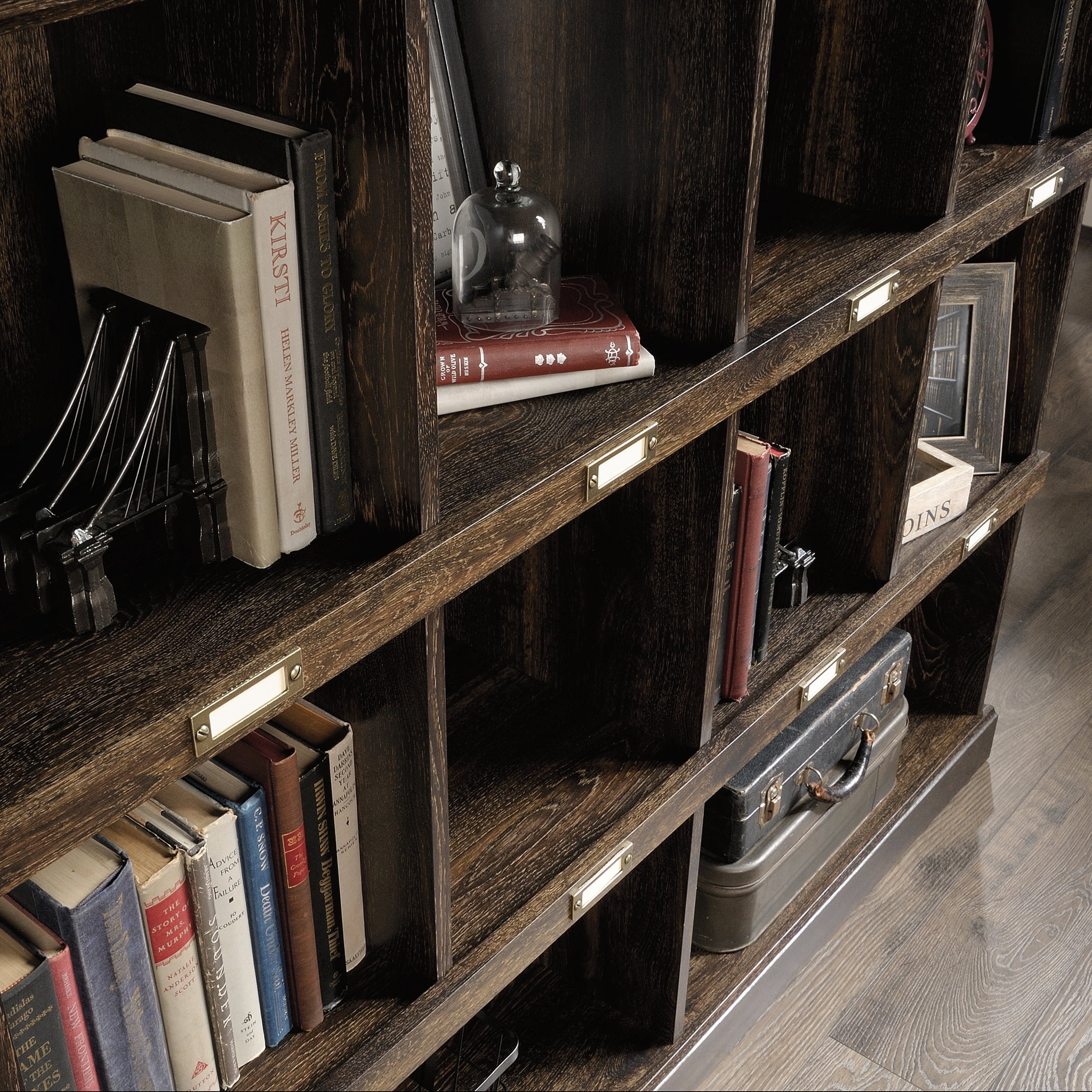 Sauder Barrister Lane 10-Cube Bookcase, Iron Oak Finish - Image 8