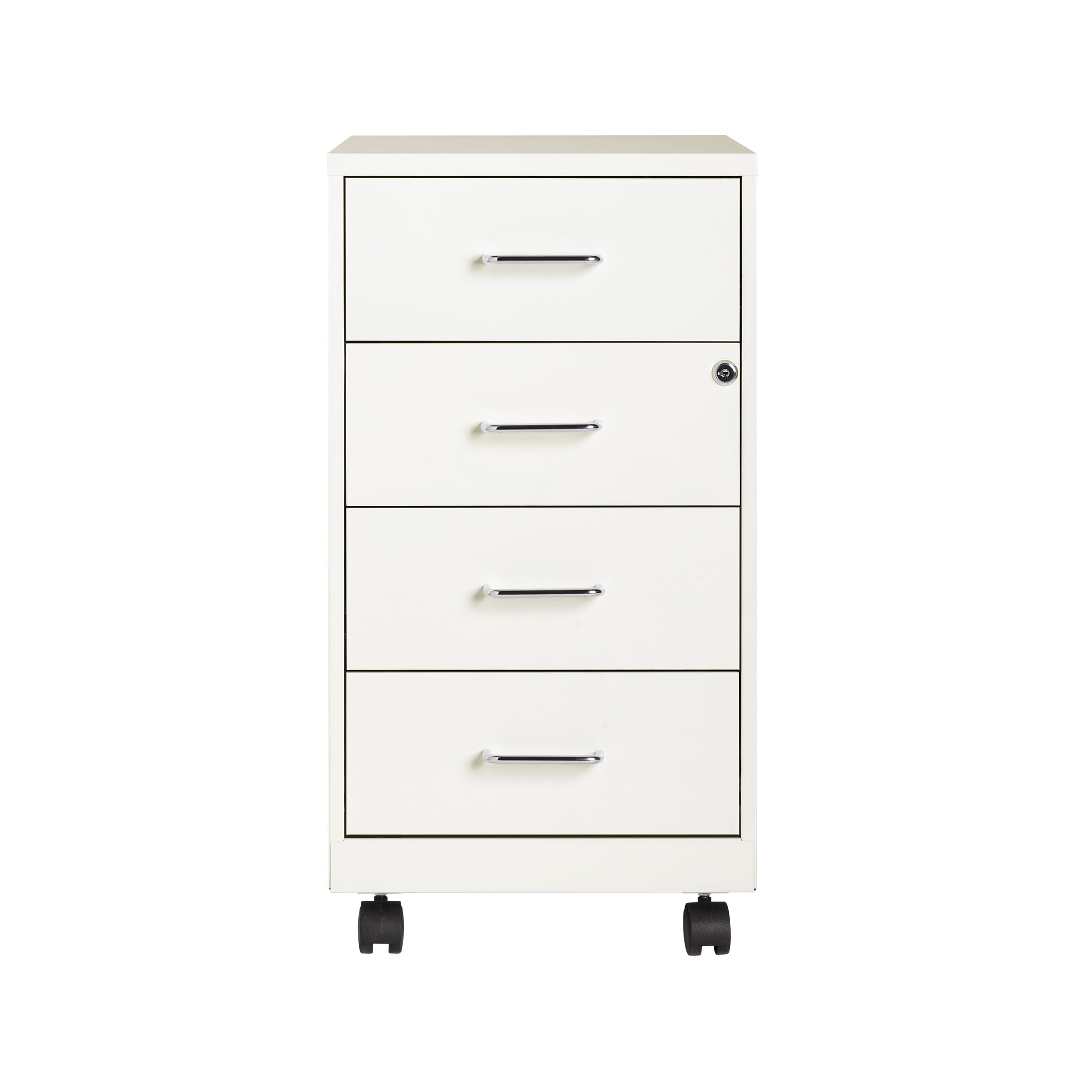 Space Solutions 18" Deep 4 Drawer Metal Mobile Organizer, 4 Box Drawers, Locking, White - Image 5