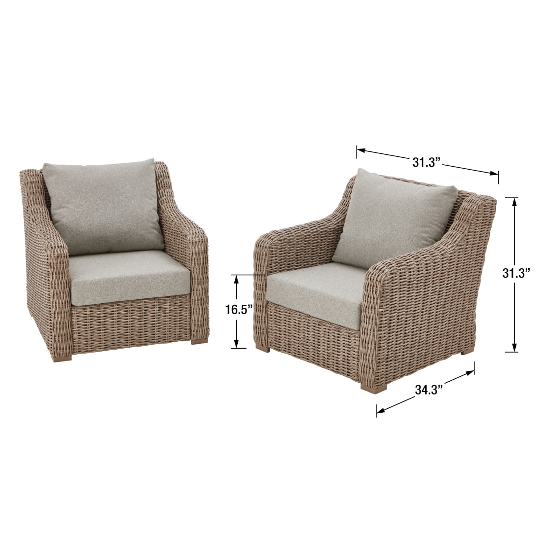 Better Homes & Gardens Bellamy Outdoor 2pk Lounge Chairs, Gray - Image 6