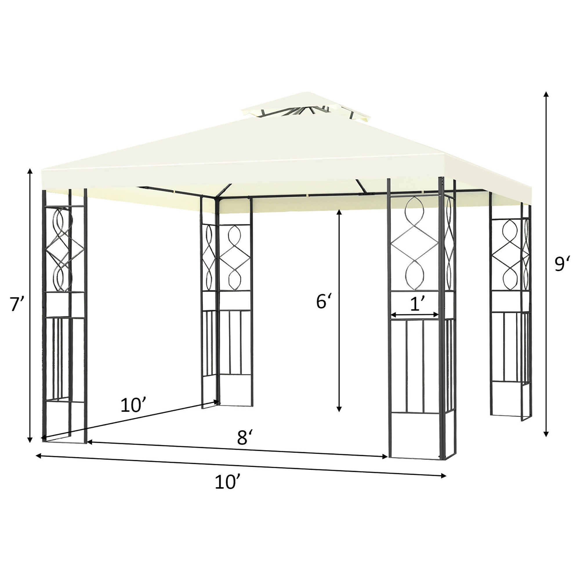Costway 2 Tier 10'x10' Patio Gazebo Canopy Tent Steel Frame Shelter Awning - Image 5