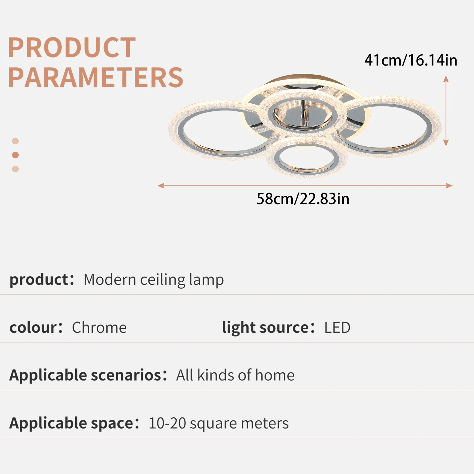 Garwarm Modern Ceiling Light 58W Dimmable Flush Mount LED Ceiling Lamp 4 Rings Acrylic Ceiling Chandelier for Living Room Dining Room Bedroom,Chrome - Image 7
