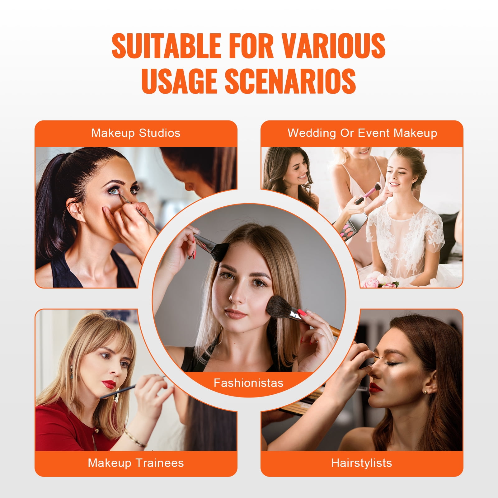 KFFKFF Beauty Storage Case 14.6 inch, Portable Large Cosmetic Container, 6 Layered Trays Professional Makeup Organizer Box, Carrier with Handle and Strap, Travel Case for Women and Girls - Black - Image 6