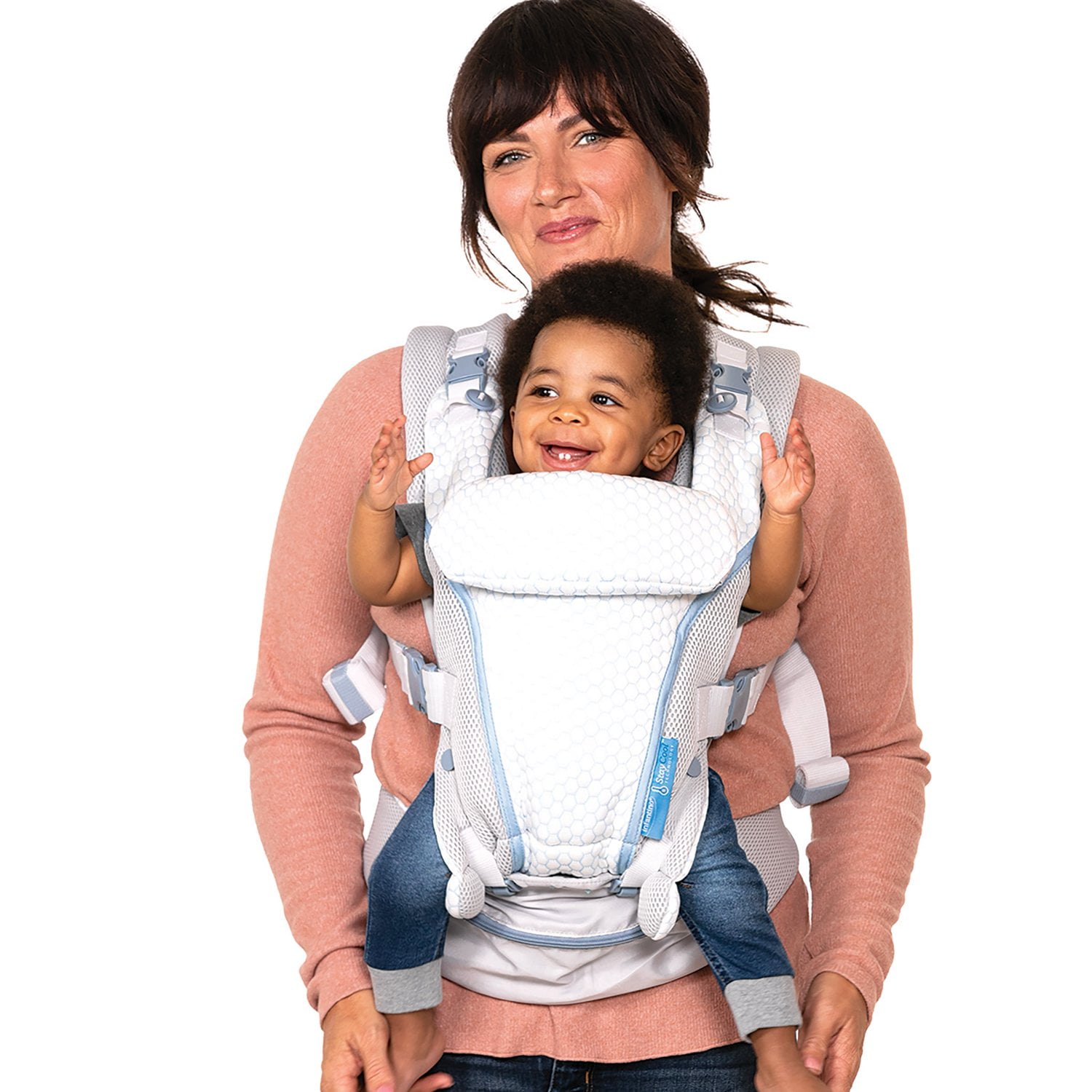 Infantino StayCool 4-in-1 Temperature Conditioned Ergonomic Unisex Baby Carrier, 8-40lb, White - Image 14